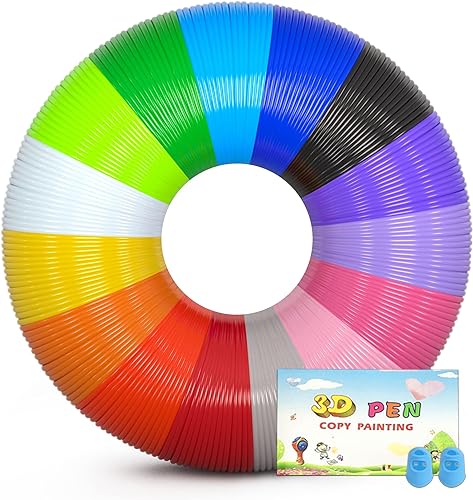 Recambios de filamento para bolígrafo 3D de 15 colores, 16 pies por color total 240 pies, filamento de 0.069in compatible con bolígrafo 3D SCRIB3D