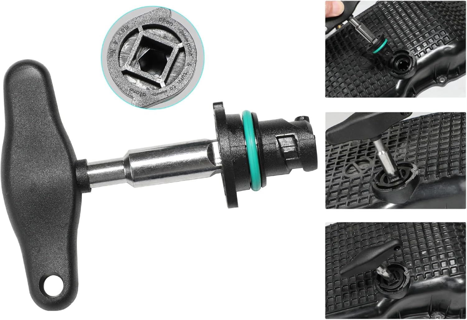 Oil Drain Plug Kit with Removal Tool, 9-Pack, Compatible with GM Chevrolet Cadillac 2019-2021 Oil Pan Drain Plug with Oil Drain Plug Removal Tool，Replace 12713651， 55498782