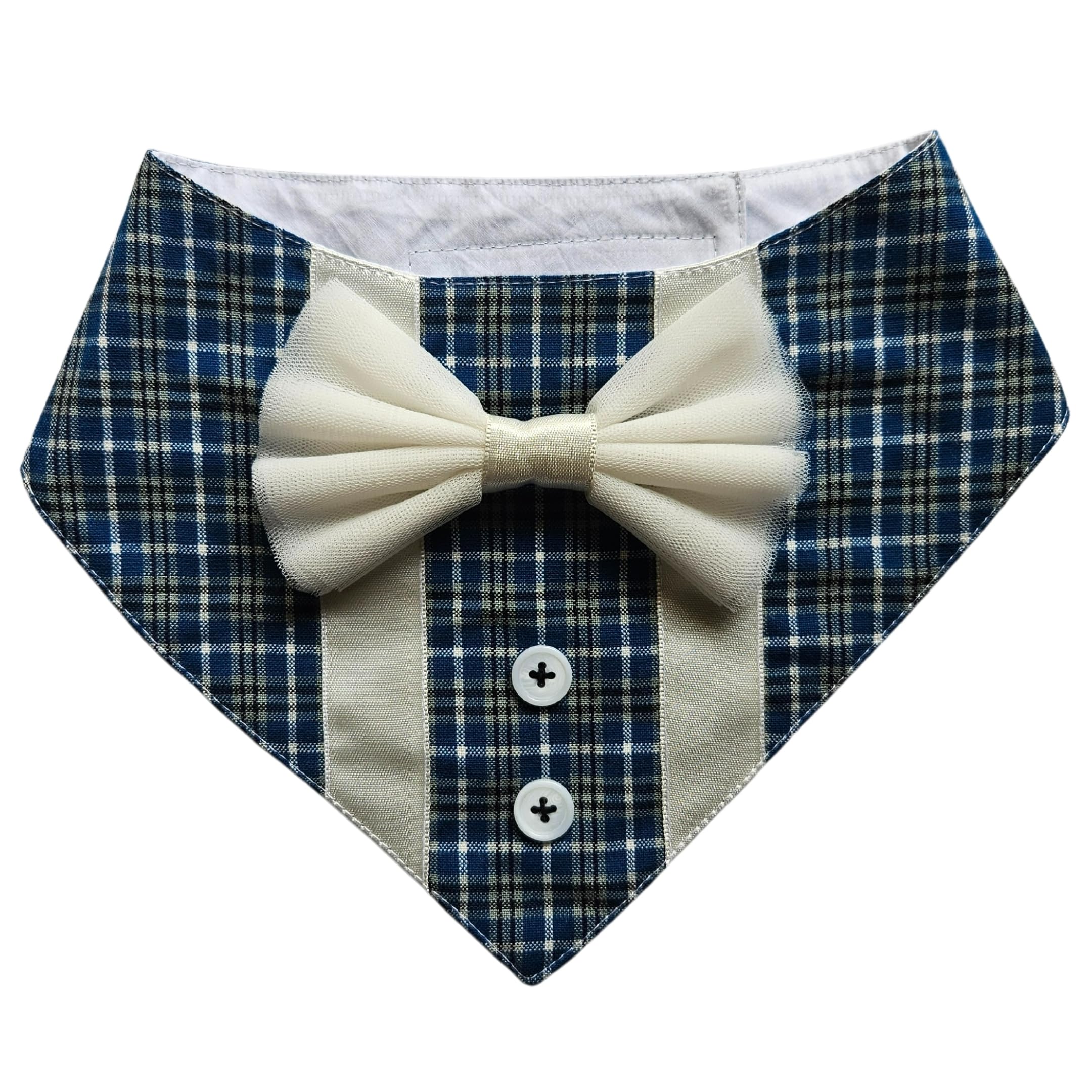 All For Fur Dog Tuxedo Bandana | Adjustable Velcro Closure | Luxury Dog Accessories | Tux Bandana with Bow Tie for Large (L) Dogs | Blue & White Tux (B0D12S2WWQ) Amazon Price History, Amazon Price Tracker