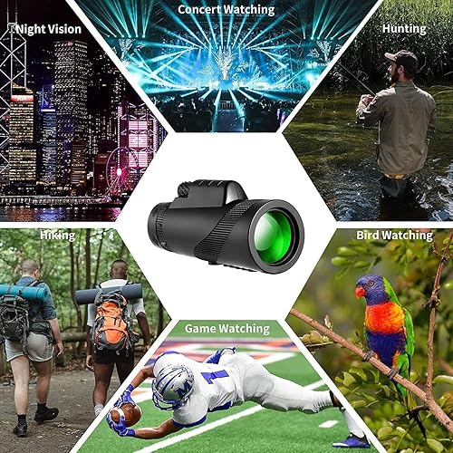 Miniatura 6 de Telescopio monocular de 80 x 100 para adultos, monoculares ligeros de alta potencia con adaptador para teléfono inteligente, trípode, compacto,
