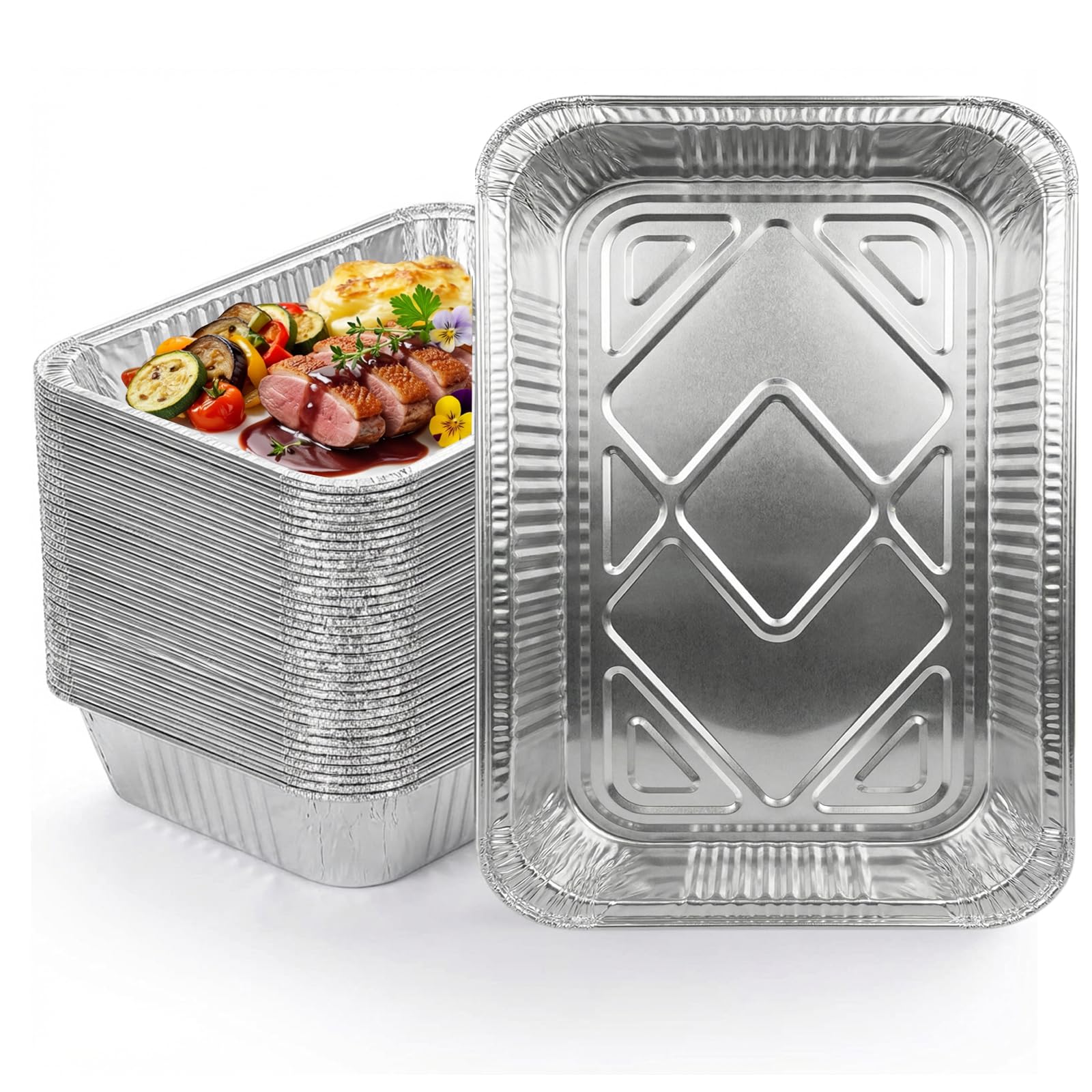 Bandejas de aluminio grandes 4900ml de 15 piezas para hornear y asar platos familiares