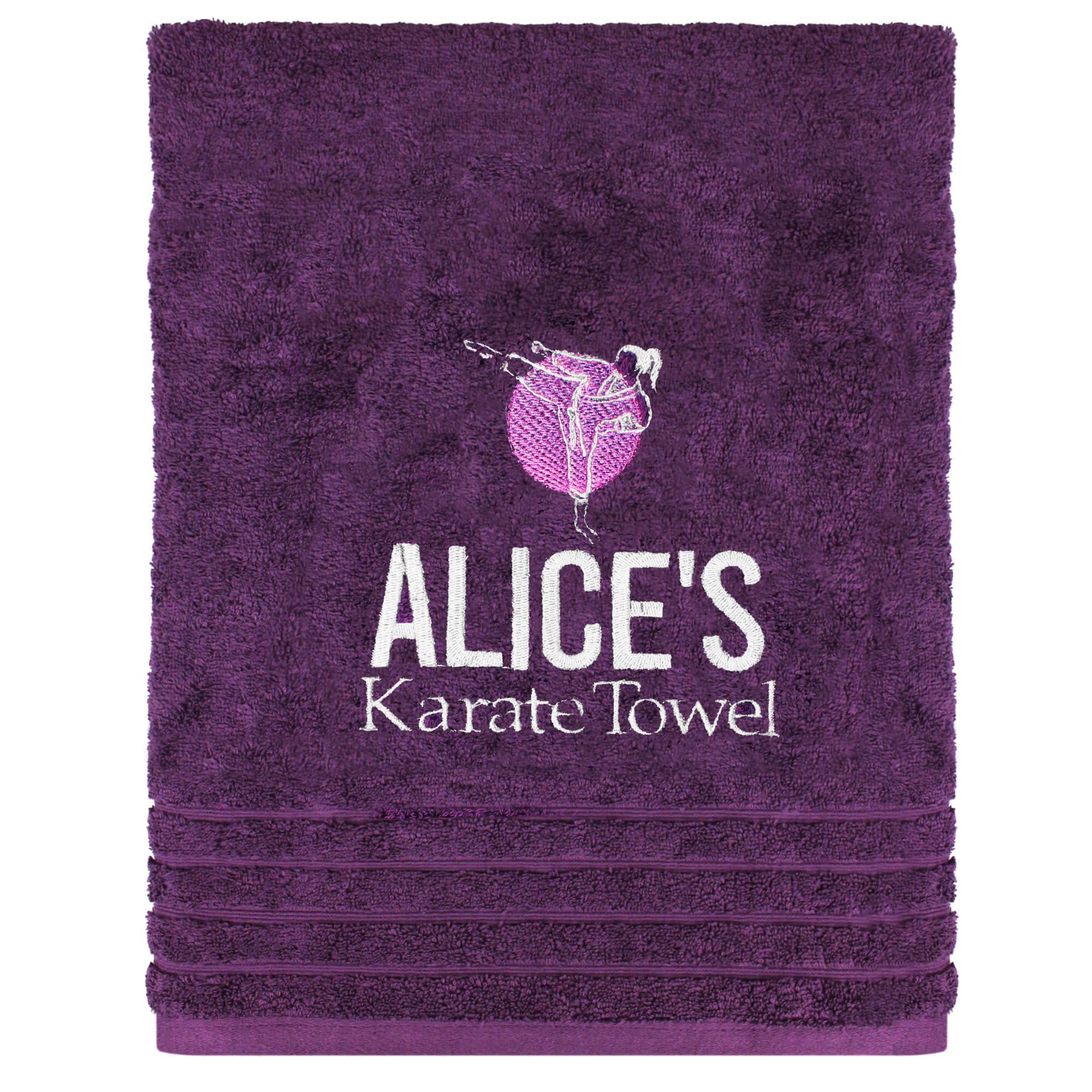 Teddyt's Purple Personalised Karate & Kickboxing Embroidered Hand Towel (, Karate)