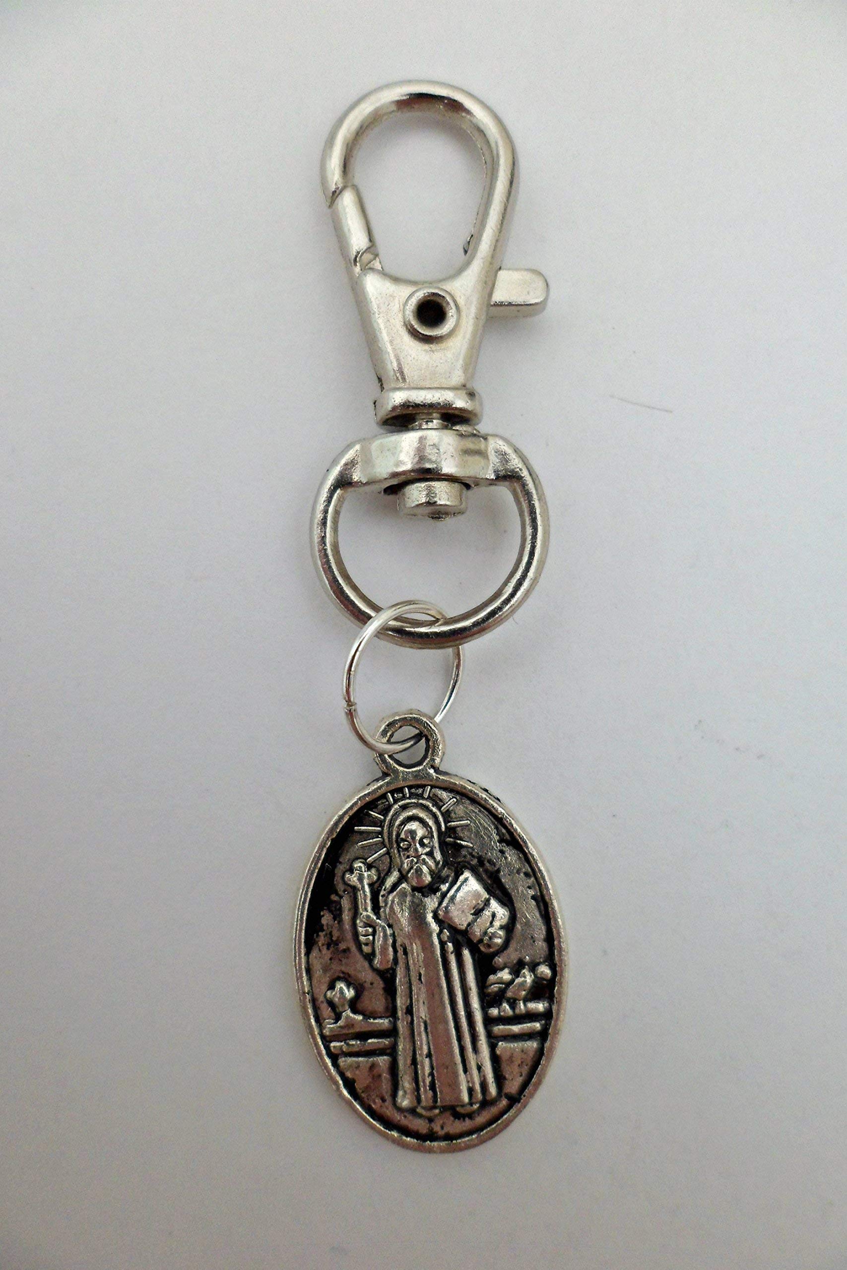 HandmadePatron Saint Lobster Clasp Keyring Zip Pull St Benedict of Nursia Pendant