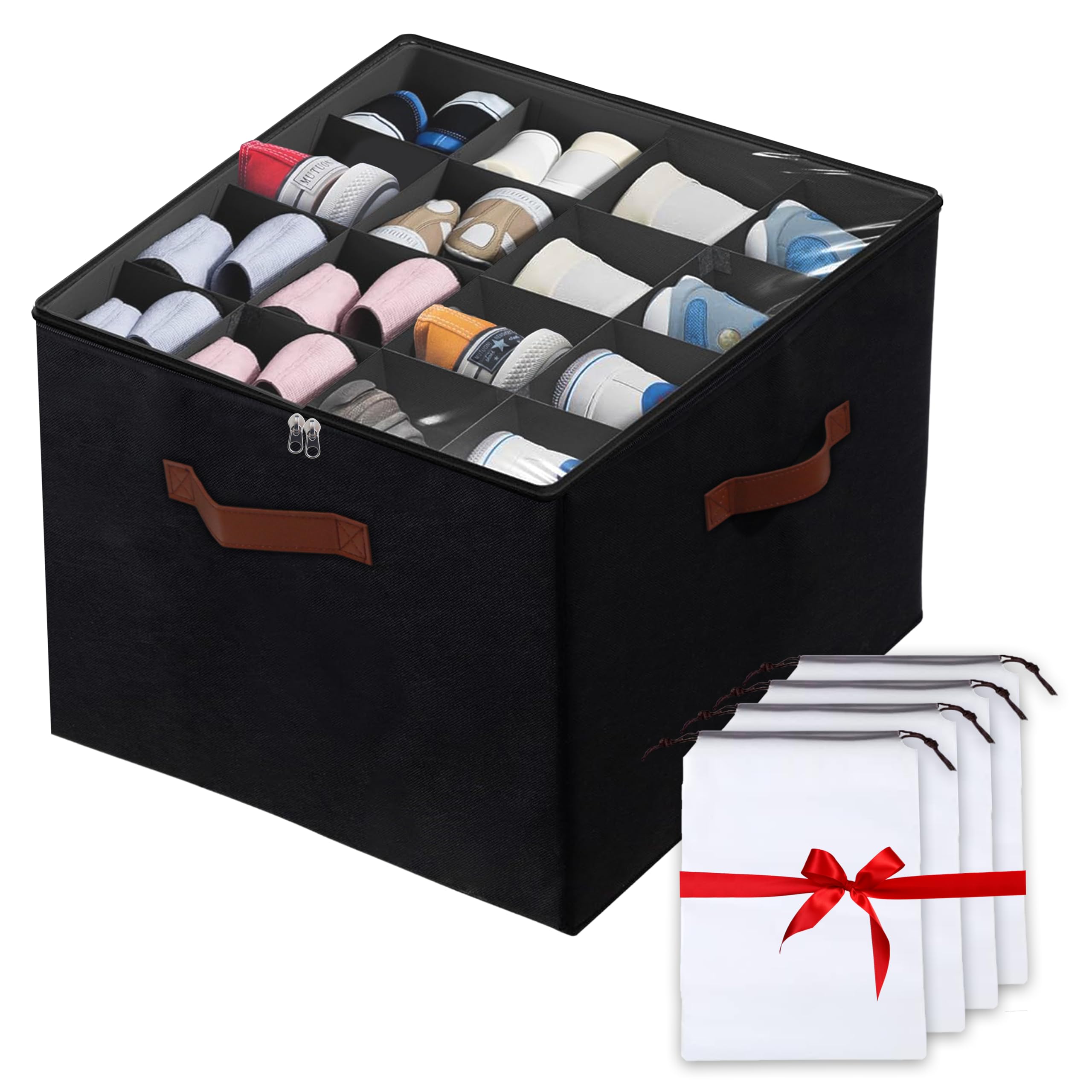 SABN STORE Organizador Zapatos Armario, Incluye 4 Bolsa Zapatos - Organizador de Zapatos para Armario - Cajas para Zapatos - Cajas Zapatos - Cajas Almacenaje Zapatos - Guarda Zapatos