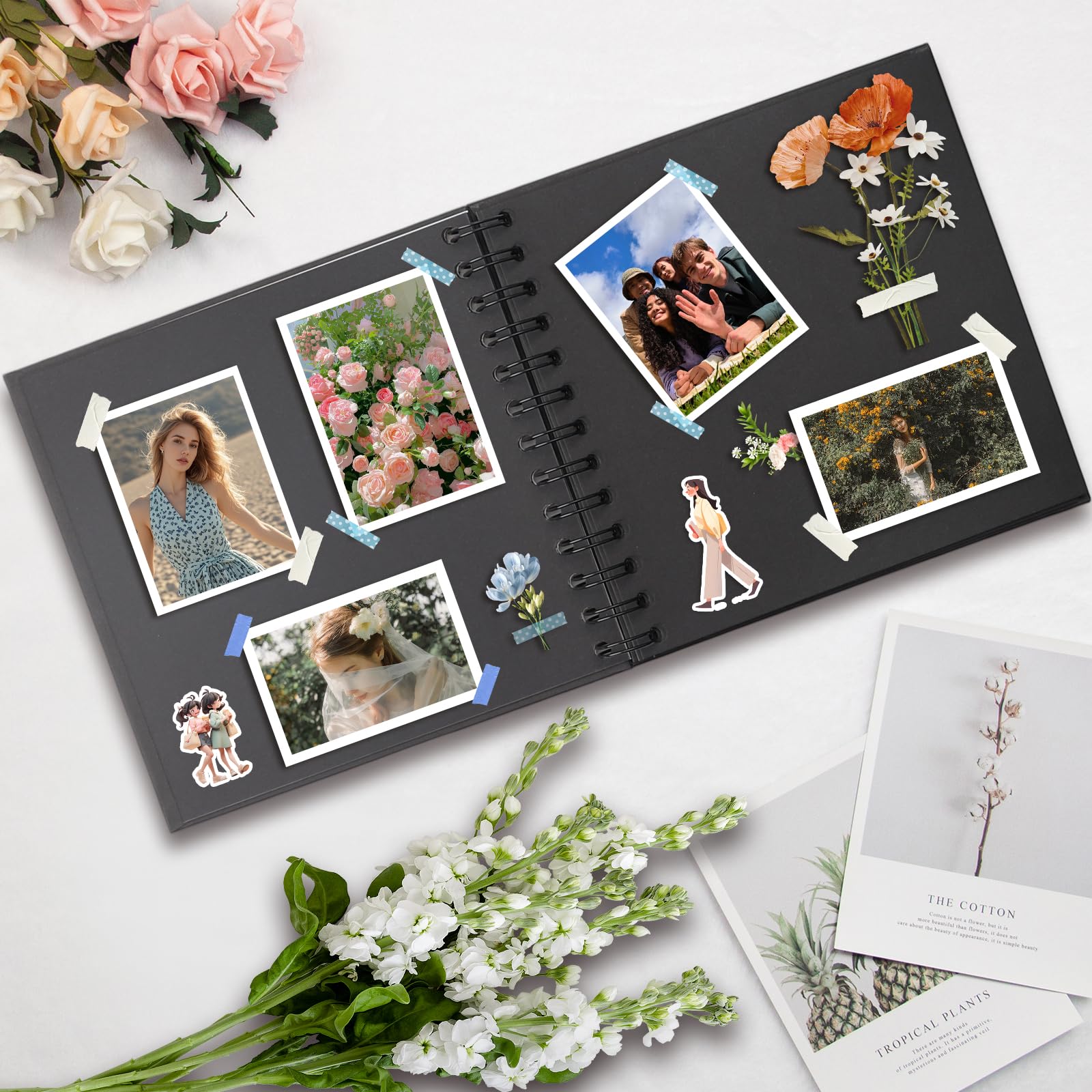 2 szt. Album DIY do Wklejania – Spirala 20 Kartek Czarny Papier Na Prezent Urodziny Rocznicę Ślub Walentynki dla Dzieci i Rodziny (17x17 cm)