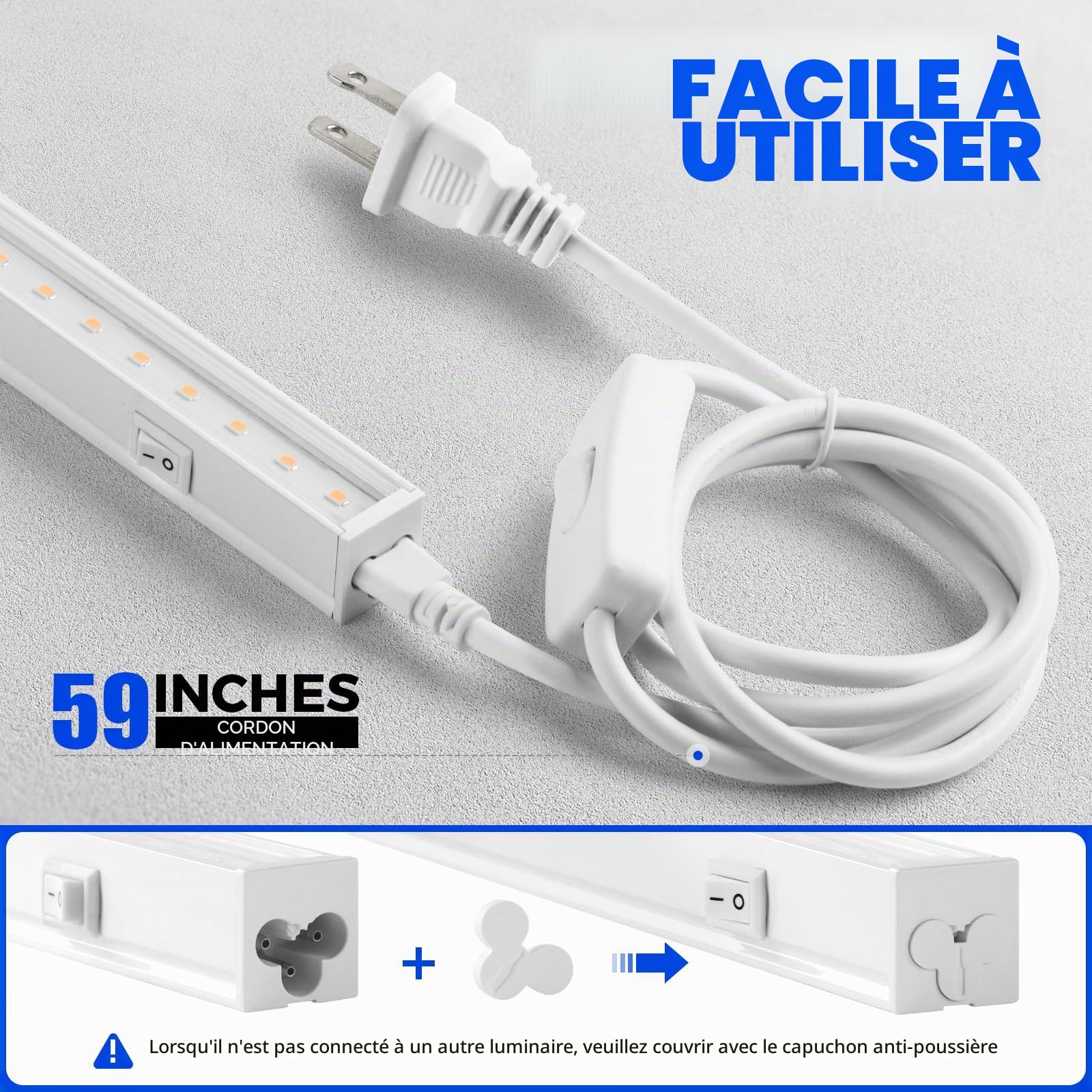 Barrina Lot de 4 lampes de culture pour plantes d'intérieur à spectre complet, 0,6 m 40 W (4 x 10 W), lampes T5 pour plantes d'intérieur, serre, Plug and Play, jaune