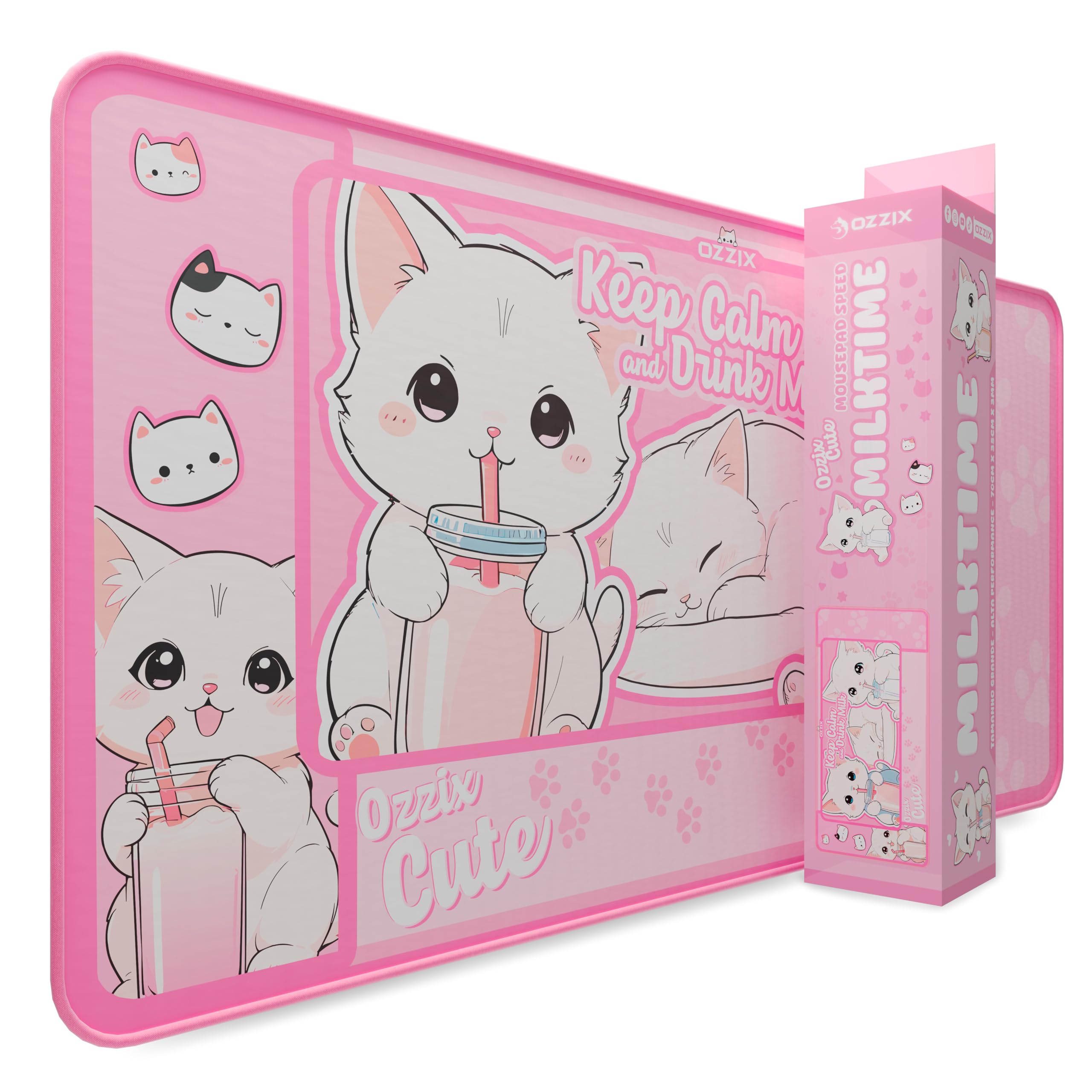 Mousepad Gamer Gatinhos 70x35 Rosa Fofinho Milktime Premium