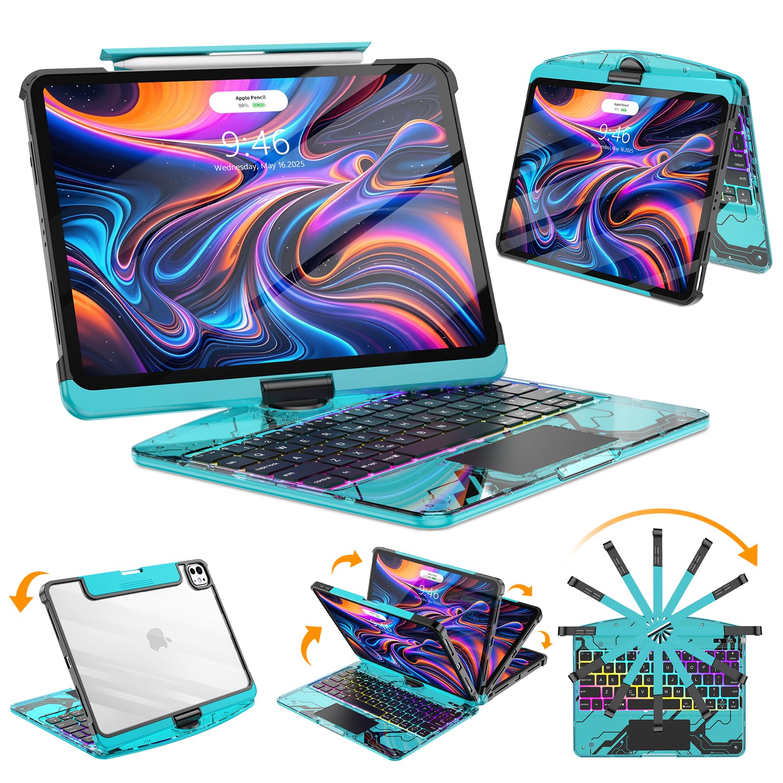 Amazon.com: SIBEITU 360 Rotatable Wireless Keyboard Case for iPad