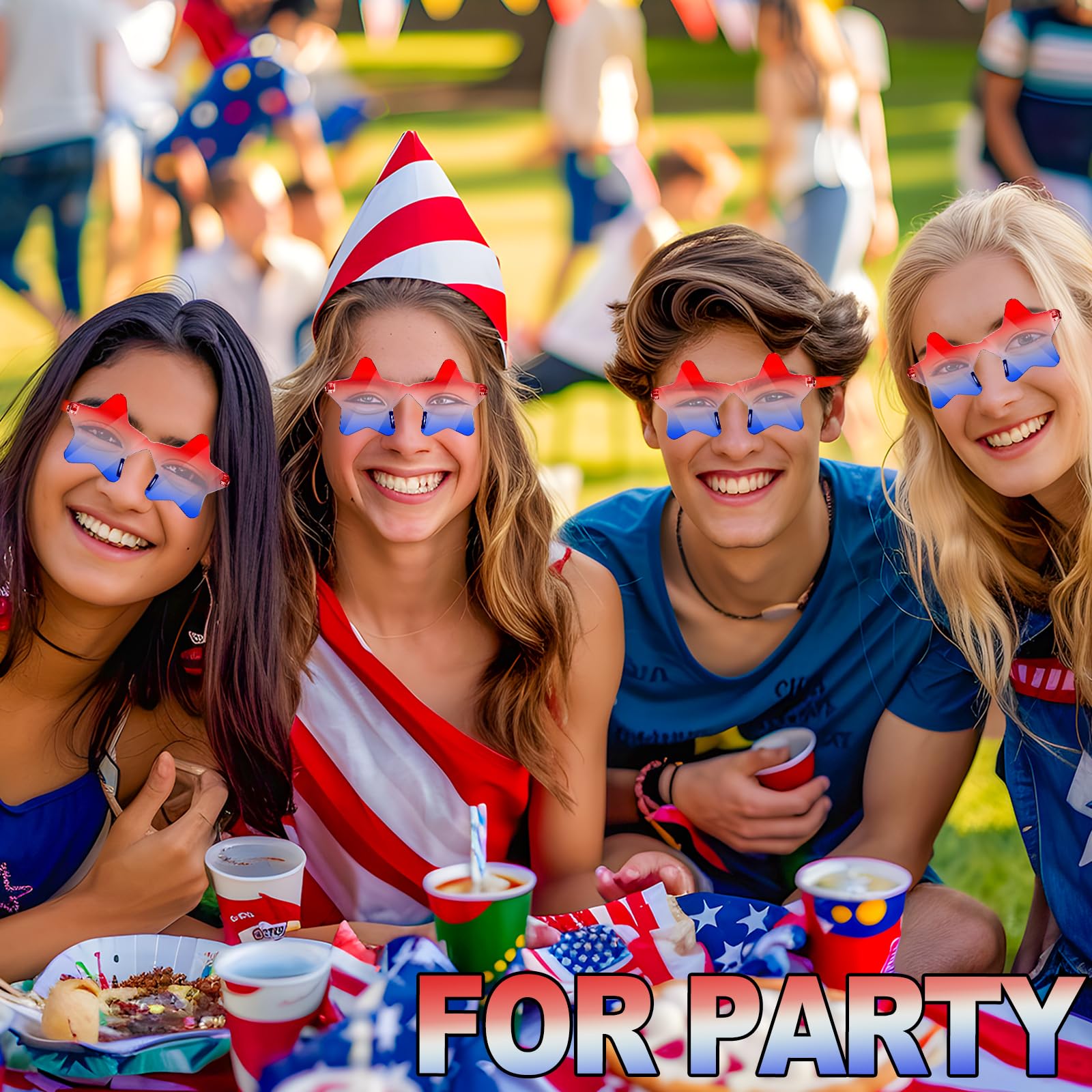 12 par okularów przeciwsłonecznych w kształcie gwiazdy bez oprawek akcesoria na dzień pamięci czerwone białe i niebieskie przezroczyste okulary 4 lipca patriotyczne artykuły imprezowe moda amerykańska