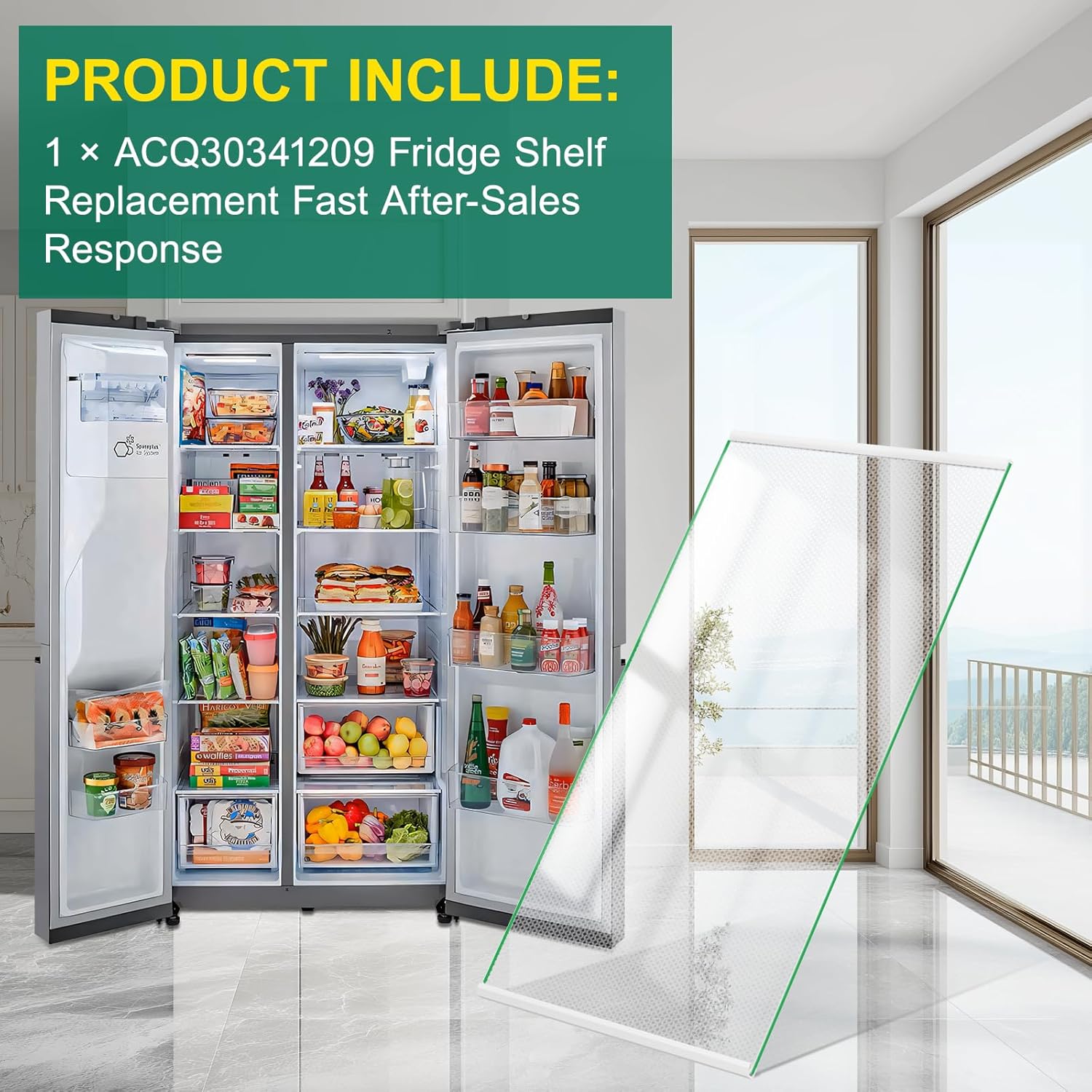 Upgraded ACQ30341209 Refrigerator Glass Shelf Compatible with LG Refrigerator Shelf Replacement Freezer Drawer Cover, Replaces AP7177420 PS16661522 Fridge Assembly Tray