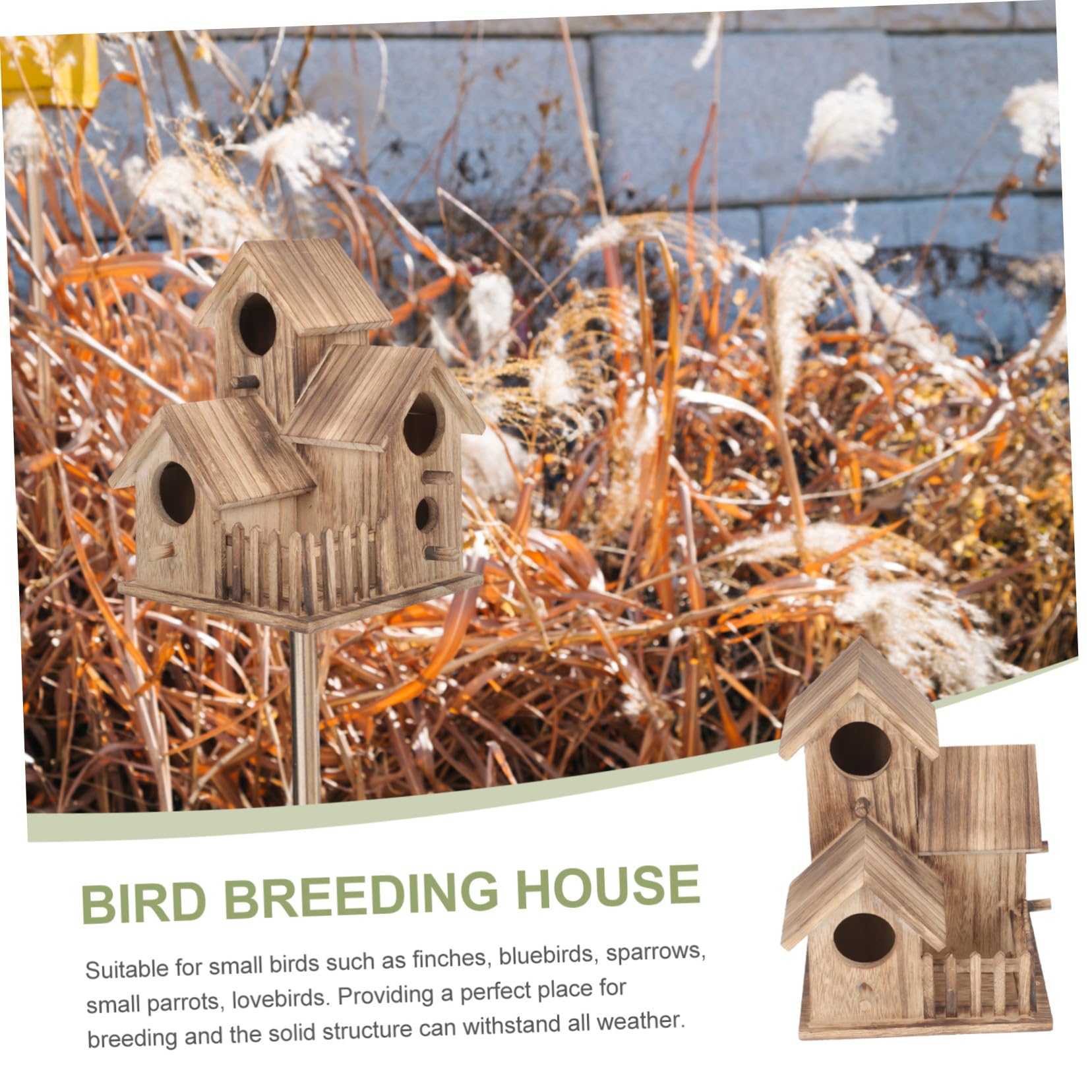 Gadpiparty Villa Nido De Pájaro Caseta De Madera para Pájaros Independiente para Jardín Nido De Madera para Periquitos Artículos para Cría De Aves Caseta De Anidación