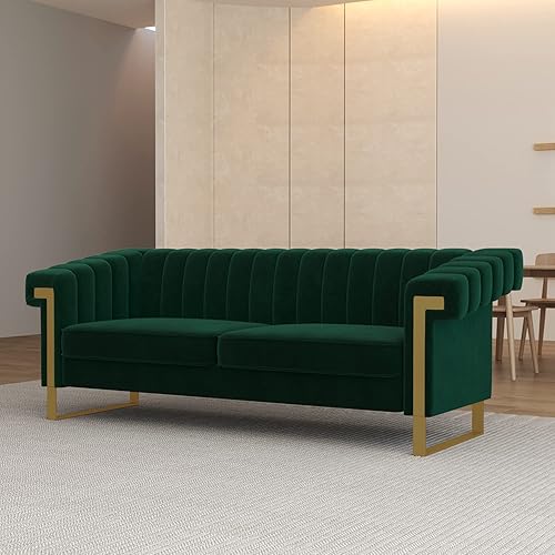 Miniatura 4 de ANTTYBALE Sofá de terciopelo de 83 pulgadas moderno de mediados de siglo sofá Chesterfield de 3 asientos sofá cama para sala de estar apartamento