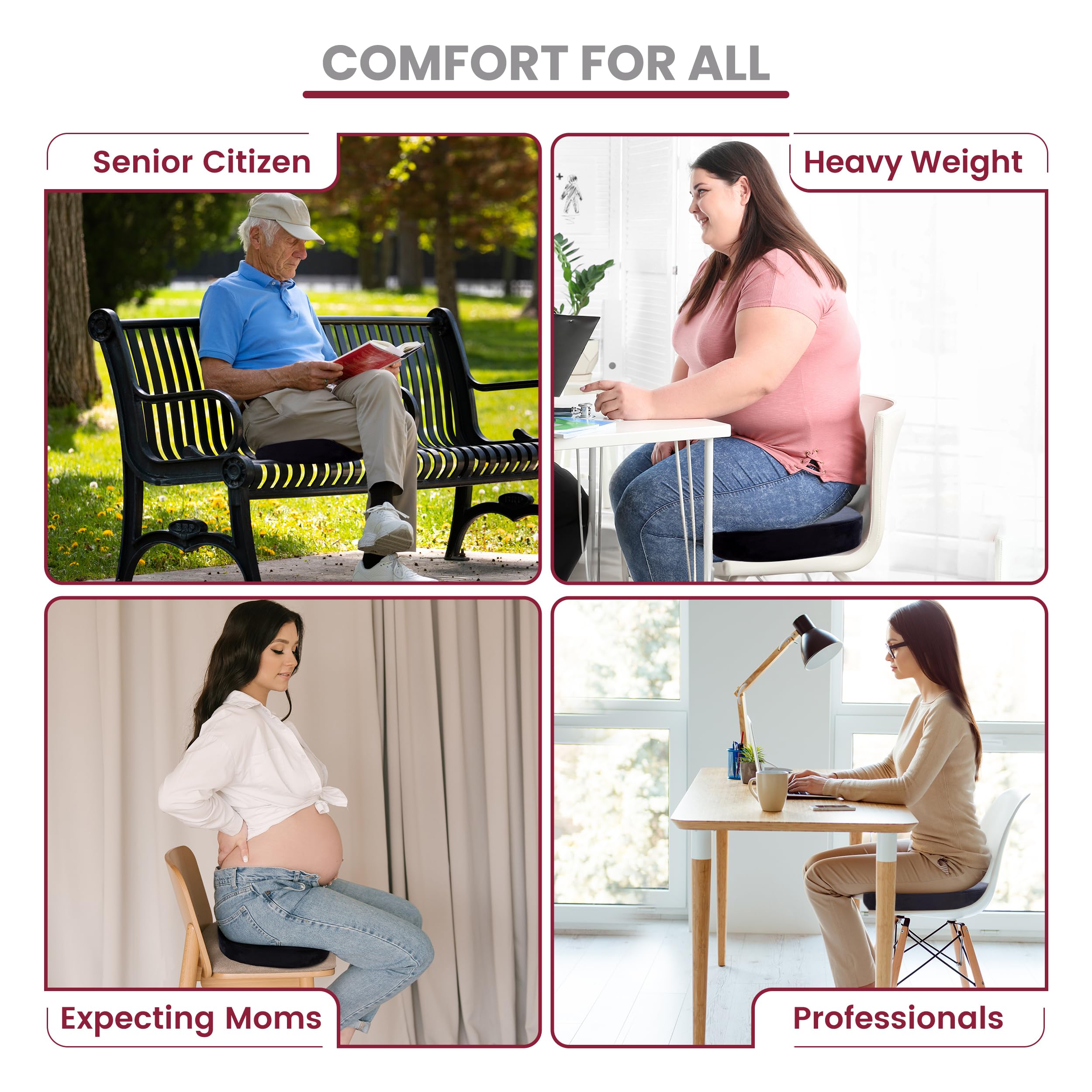 LUX Decor Collection Cojín para silla de oficina, para alivio de la presión del dolor de coxis, espalda y ciática, cojín de asiento de coche para conducir, juegos, gel de alta calidad + balancín listo