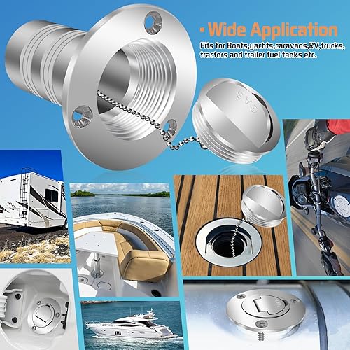 Miniatura 8 de Llenadorelleno de cubierta de combustible para lancha de 2 pulgadas (1.969 in) con tapa sin llave, relleno de cubierta de acero inoxidable de 2