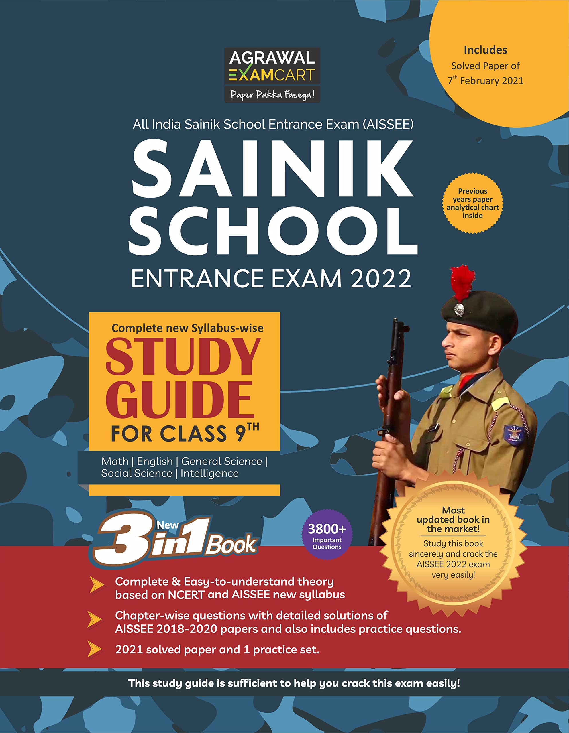 Sainik School Class 9 Latest Guidebook For Entrance Exam 2022 (English  Medium) : Examcart Expert: Amazon.in: Books