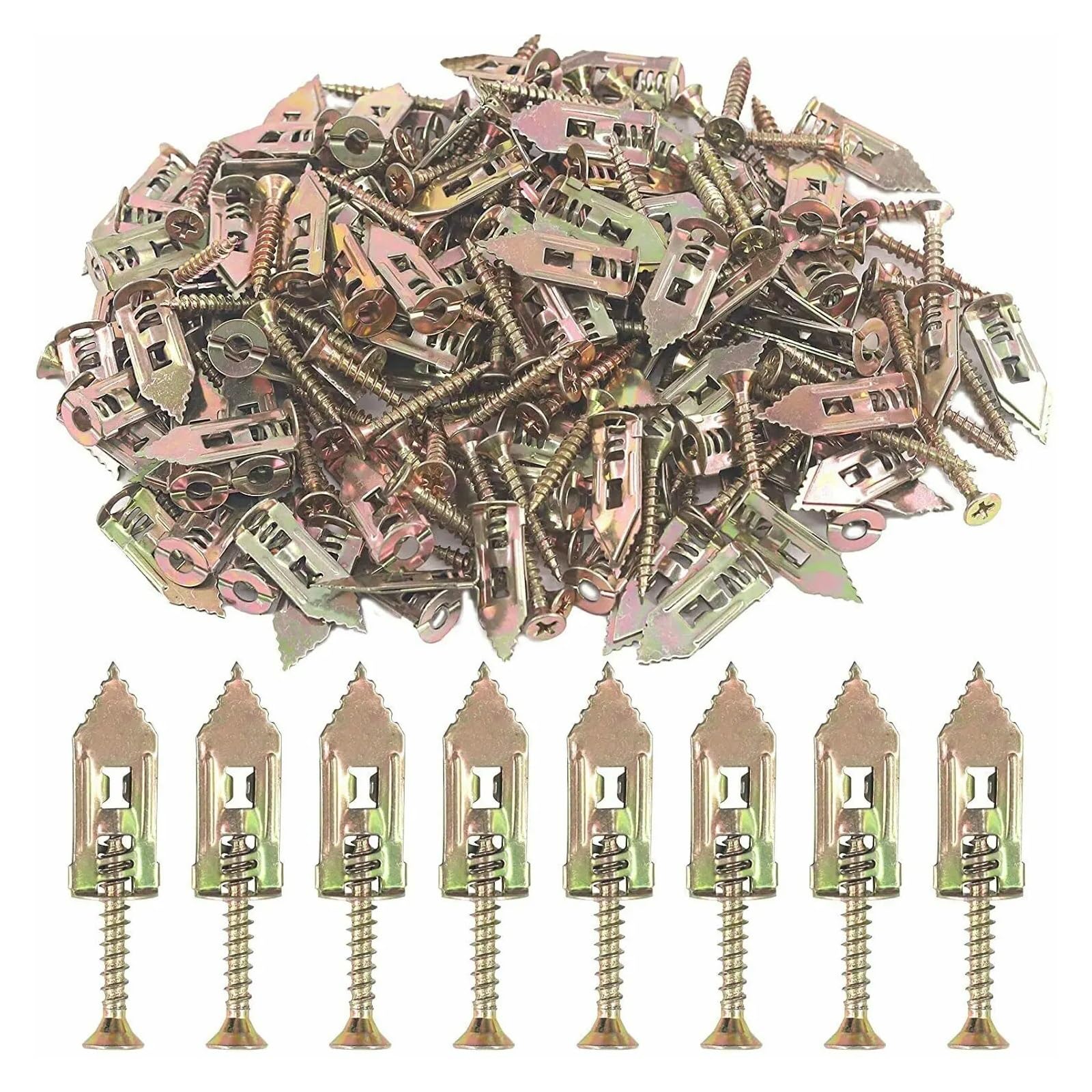 50 stücke Selbstbohrende Ankerschraube Trockenbau Goldene Wandverlängerung Kit Kohlenstoffstahl Gipskartonbefestigungsstecker