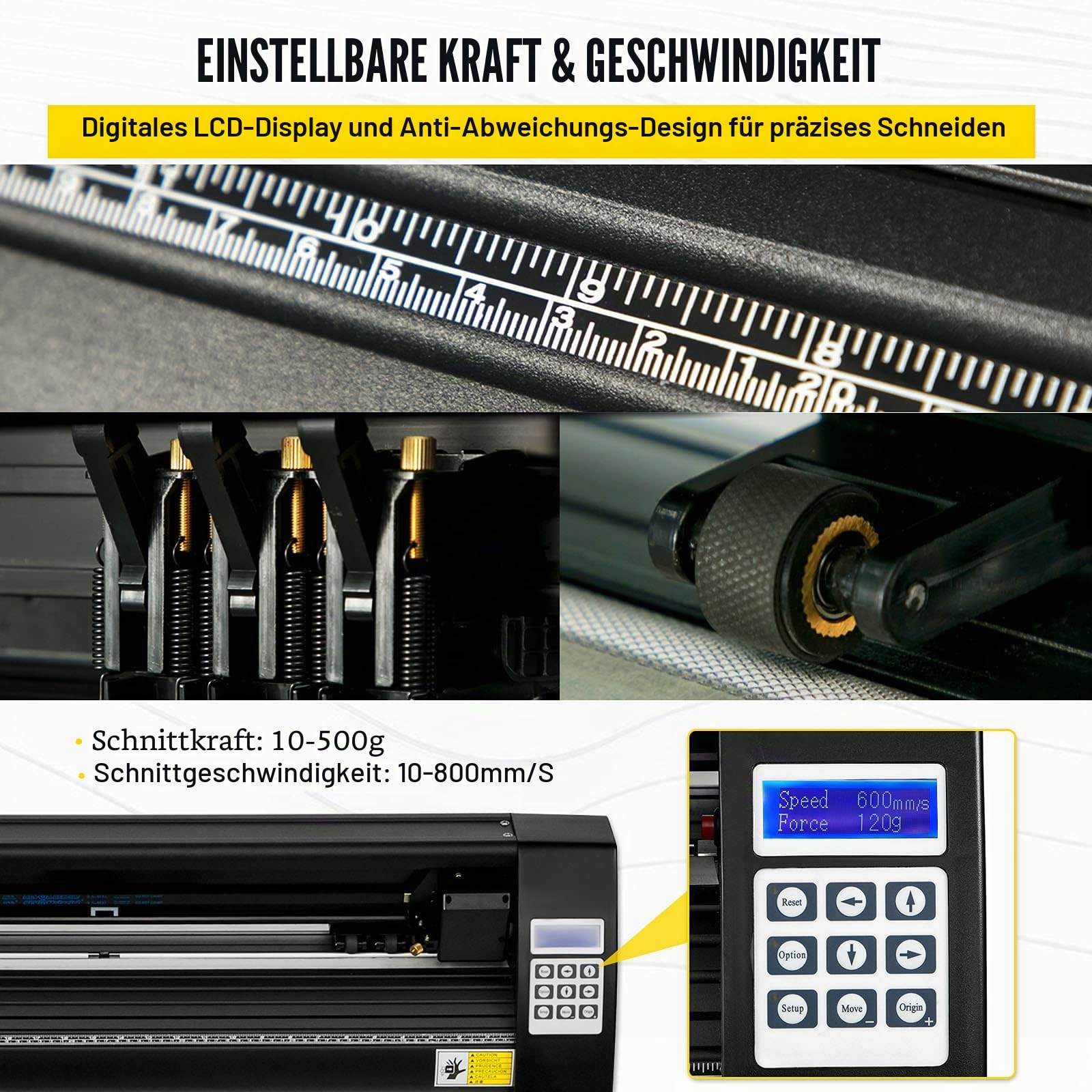 VEVOR Vinyl Schneidplotter 720mm Profi Plotter Schwarz Vinylschneider 3 Klingen Plotter Drucker 220V Viny Folienplotter mit Signmaster Software Cutter Plotter mit Ständer für Schilder Papierzufuhr