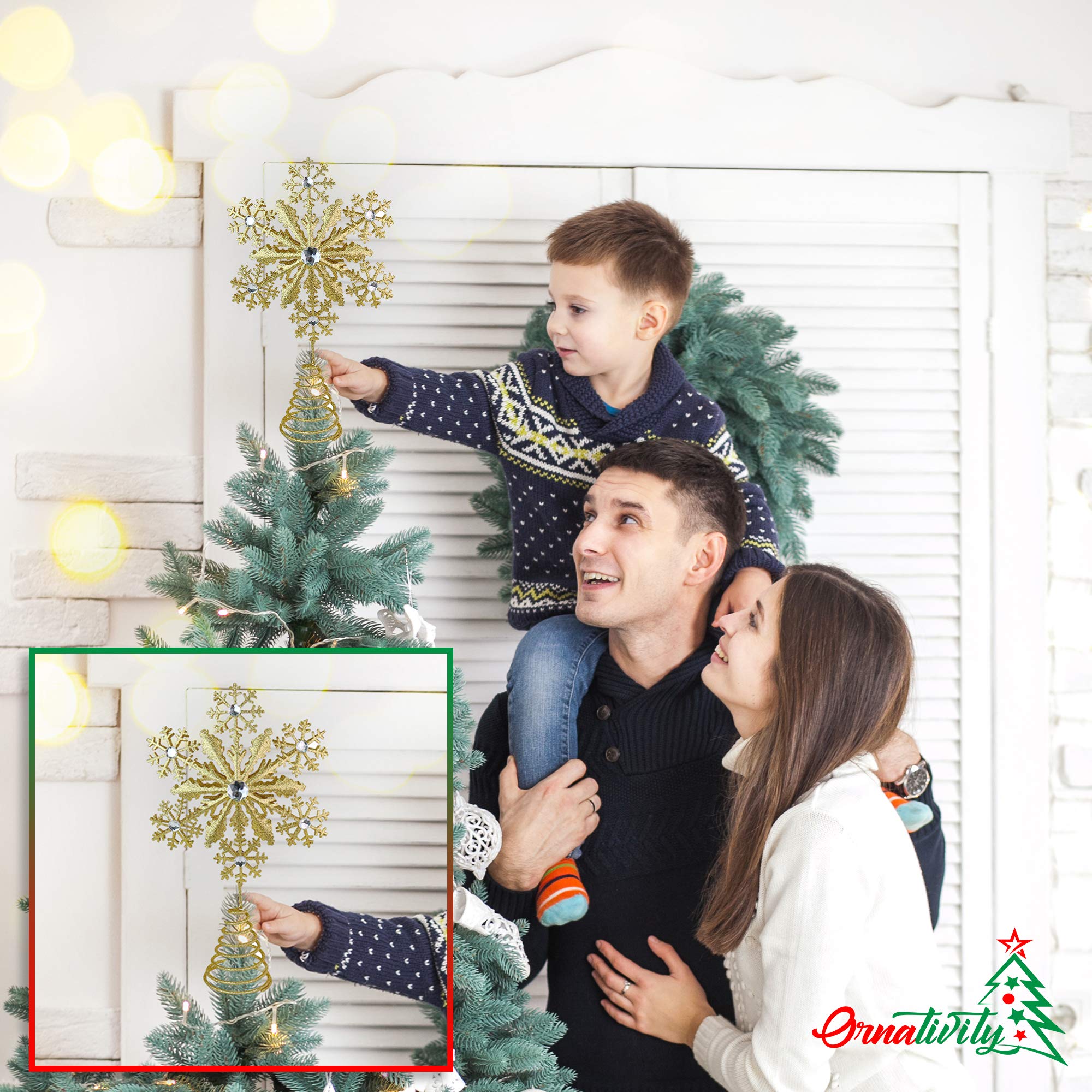 Amazon.co.jp: Ornativity グリッター 雪の結晶 ツリートッパー