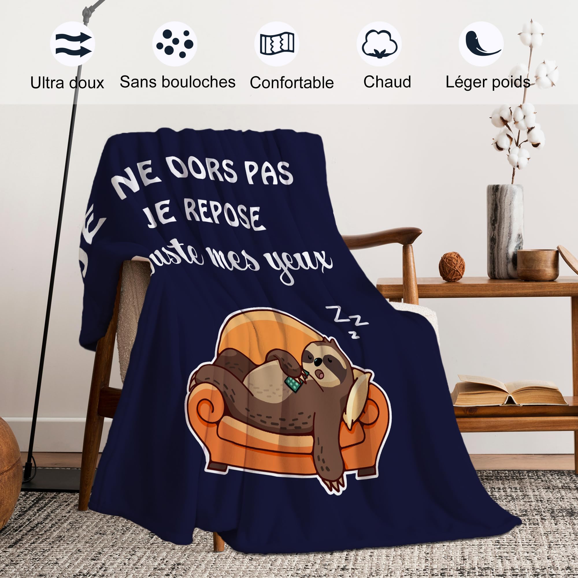 Yesbird Cadeau Original pour Mari, Papa, Grand-Père - Couverture Humour Fête des Pères, Noël, Saint-Valentin - 130x150CM