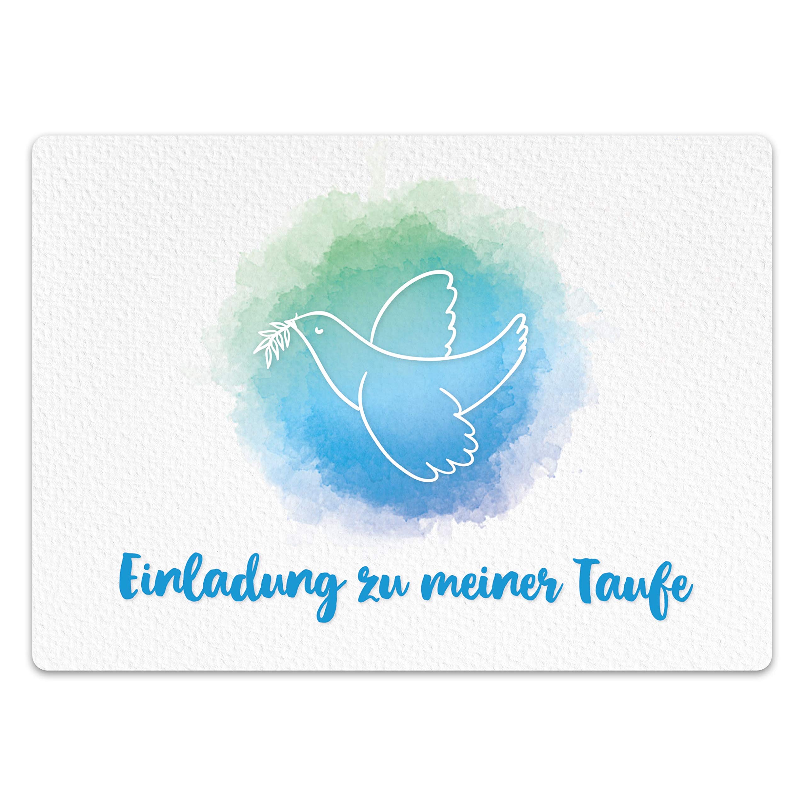 Papierdrachen 12 Christening Invitation Cards, Dove Watercolour Blue, Invitation to Holy Christening for Girls and Boys - Image 3