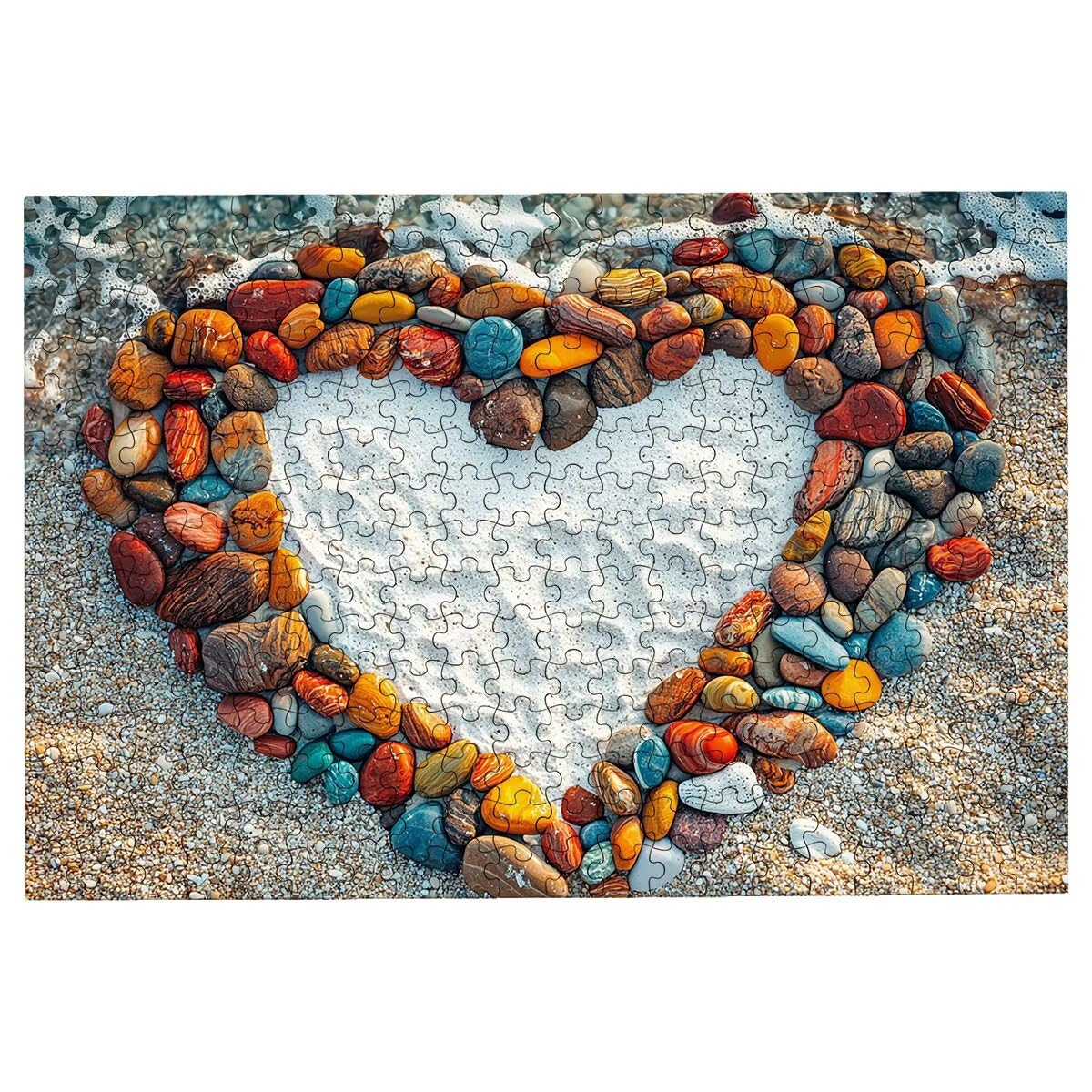 Puzzle 2000 sztuk Plaża, Drewniane Puzzle Serce, Klasyczne wymagające puzzle dla całej rodziny, Zabawki Puzzle Litery na plecach, Oryginalne prezenty dla mężczyzn Decor -2481