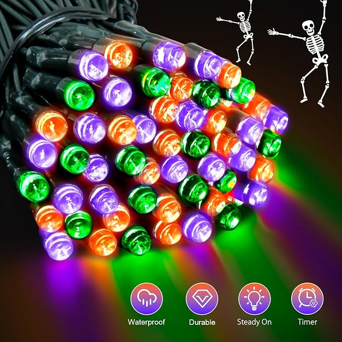 Luces de cuerda Halloween 50LED batería 16.4 pies 2 pack miniatura 3