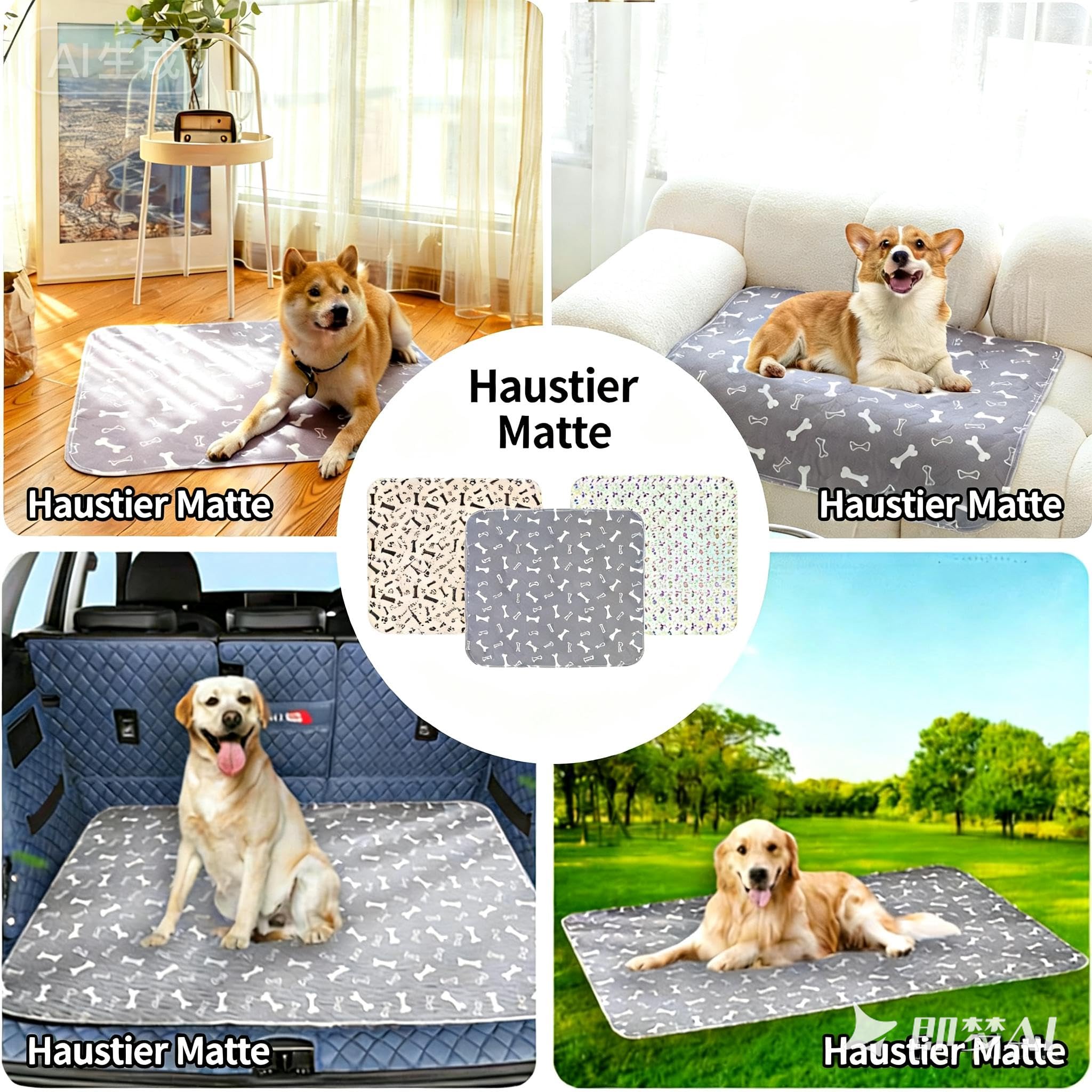 Wuffaro PIPI Matte, Wuffaroo PIPI Matte Mit Pheromone, PIPI Matten für Hunde, Waschbare & Wiederverwendbare Urinierpads für Hunde und Katzen, Auslaufsicher, rutschfest (Stil E, XL-80*90cm)
