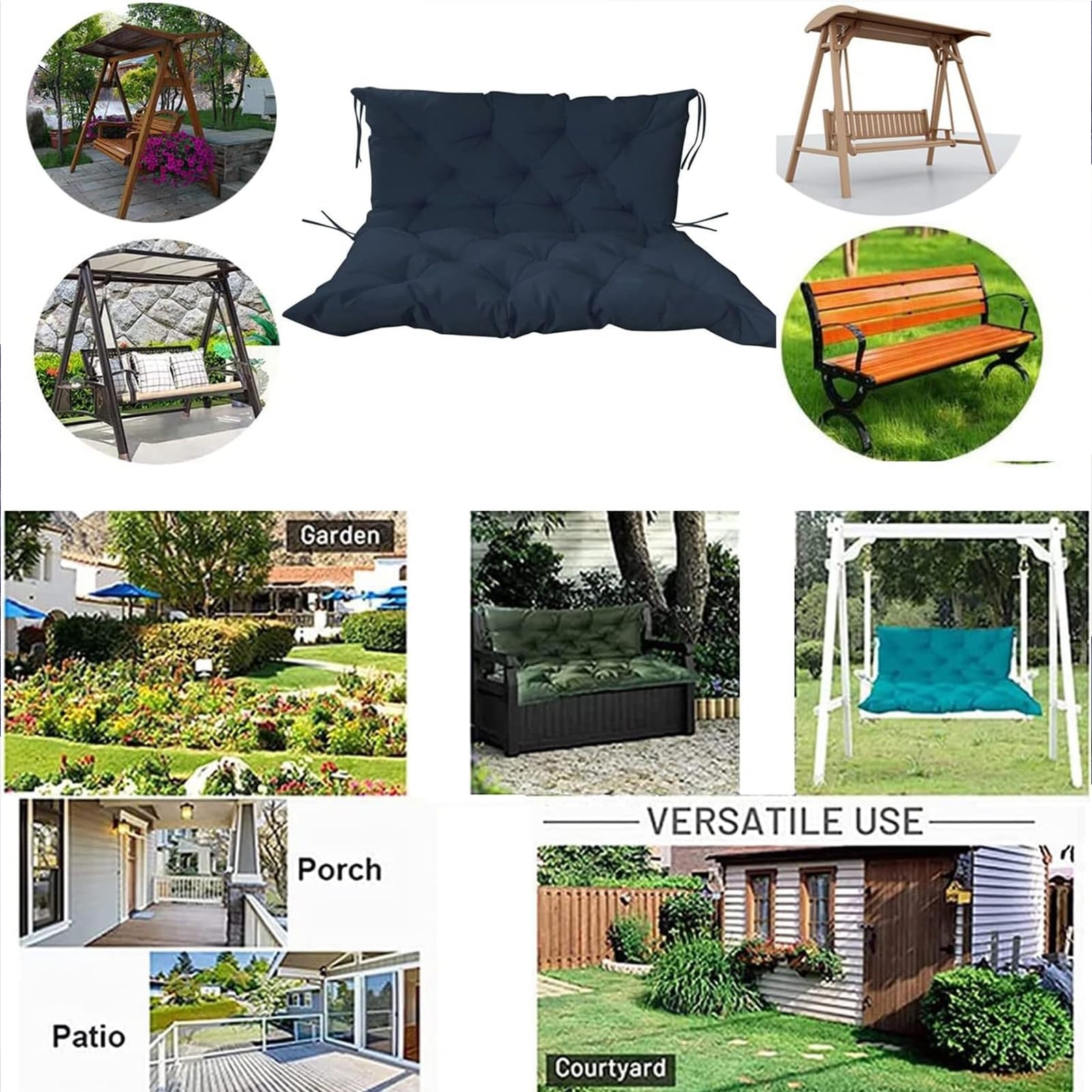 Cuscini Di Oscillazione All'aperto Con Schienale, 2 O 3 Persone Di Ricambio Della Panchina Impermeabile Cuscino, Seater Wicker Rattan Swing Seat Pads Per Giardino Esterno Interno,1,150*100*10cm