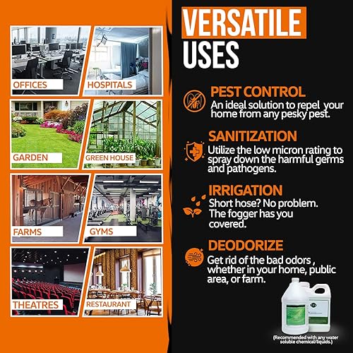 Miniatura 4 de SuperHandy Nebulizador electrostático ULV inalámbrico de mano, máquina rociadora de niebla de jardín con batería de 20 V, capacidad de 45 onzas,