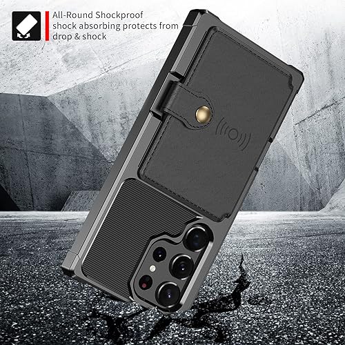 Miniatura 3 de Funda para Samsung Galaxy S23 Ultra - Funda tipo cartera con bolsillos traseros de piel sintética para tarjetas, funda abatible para Samsung Galaxy