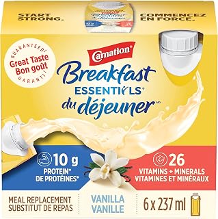 CARNATION BREAKFAST ESSENTIALS Ready-To-Drink Vanilla, 237ml, 6 Count (Pack Of 4)
