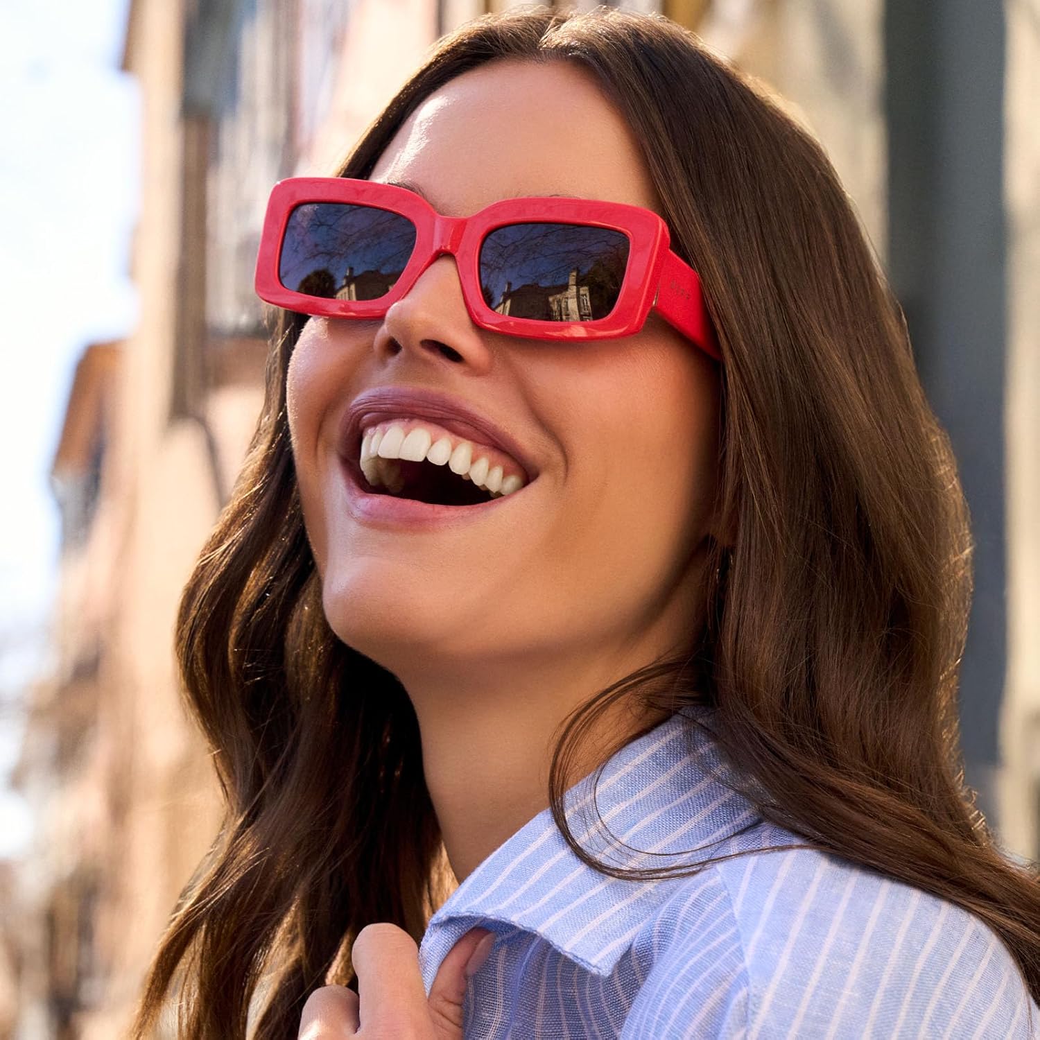 DIFF Indy Rectangular Sungalsses for Women | UV400 Protection | Designer Acetate Frames - Image 8