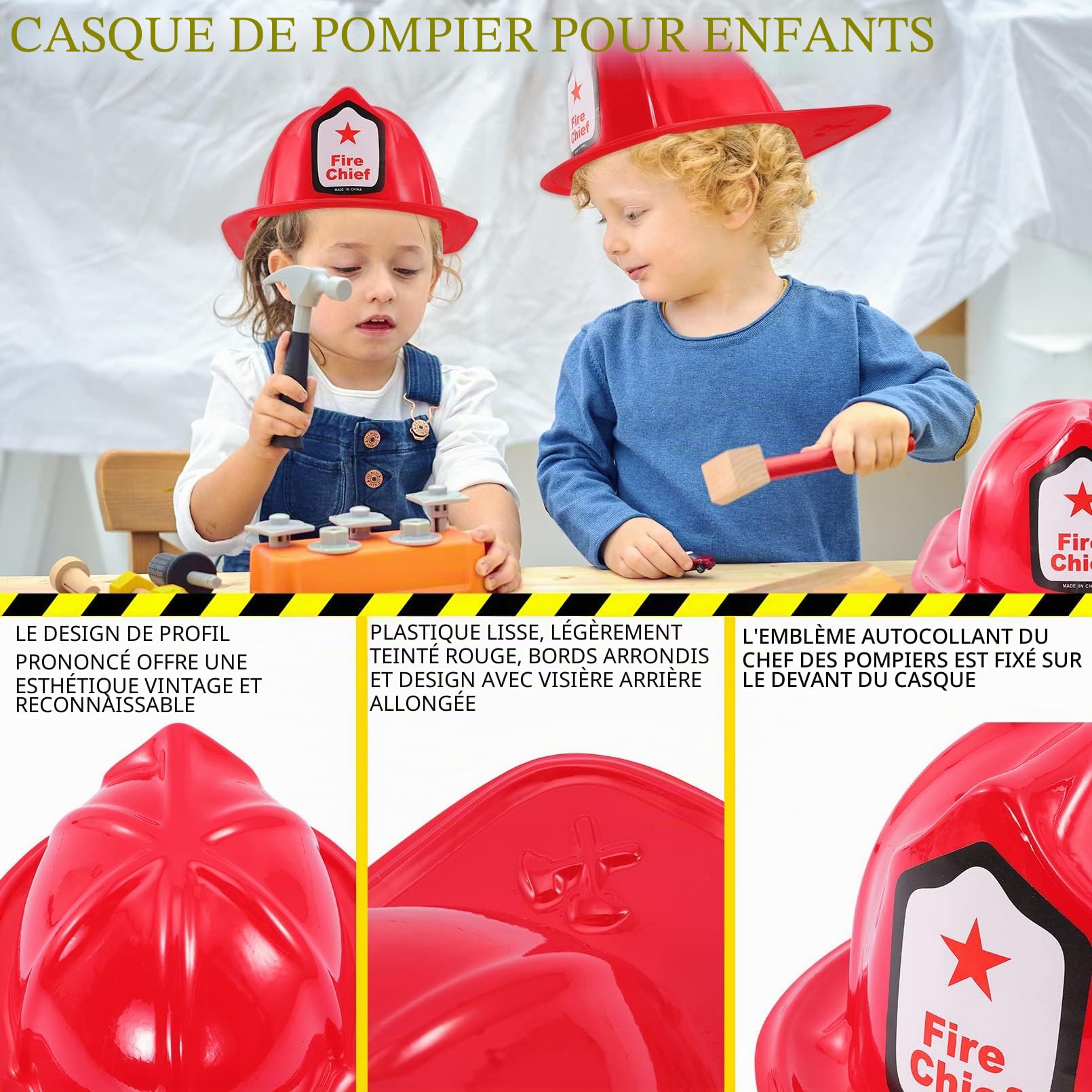 Lot de 24 casques de pompier pour enfants, casque de pompier rouge, chapeau de pompier pour enfants et adultes