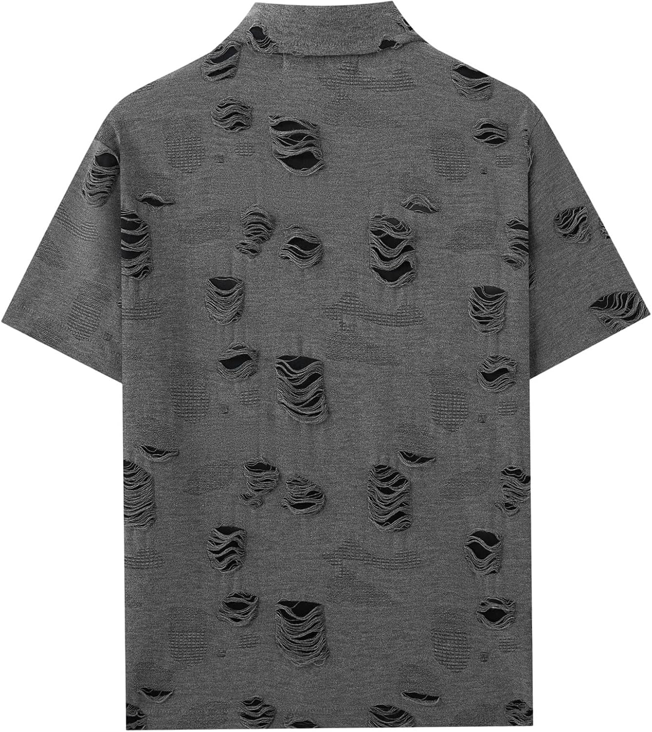 Men’s Distressed Button Down Shirt Trendy Short Sleeve Lightweight Top Casual Beach Vacation Summer Shirts for Men