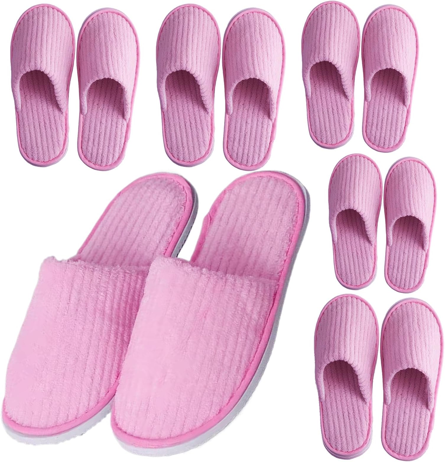 6/10/12 pairs Spa Slippers for Guests, Washable Reusable Disposable Slippers for Women Men, Jacquard Fleece Closed-Toe Design for Hotel, Bathroom, Bedroom, Wedding, Travel, SPA Bulk Slippers for Guest Use