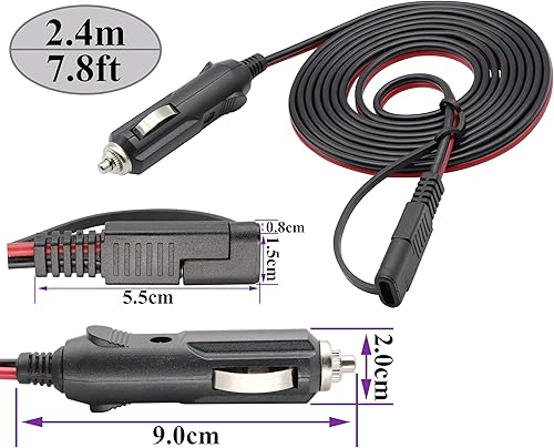 Miniatura 2 de AAOTOKK Cable SAE a encendedor de cigarrillos, 16AWG 12V enchufe macho a SAE 2 pines conector de desconexión rápida adaptador de enchufe cable de