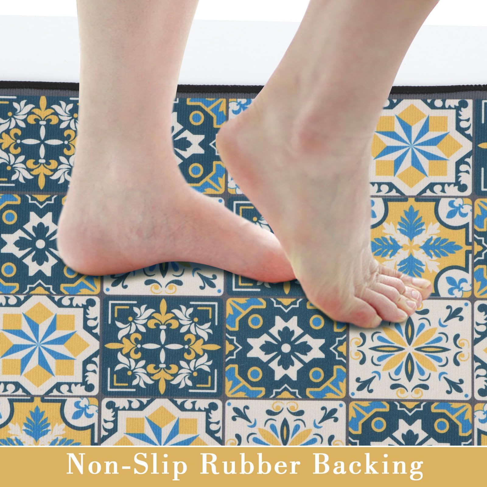 Lot de 2 tapis de cuisine vintage antidérapants lavables anti-fatigue 40 x 60 + 40 x 120 cm