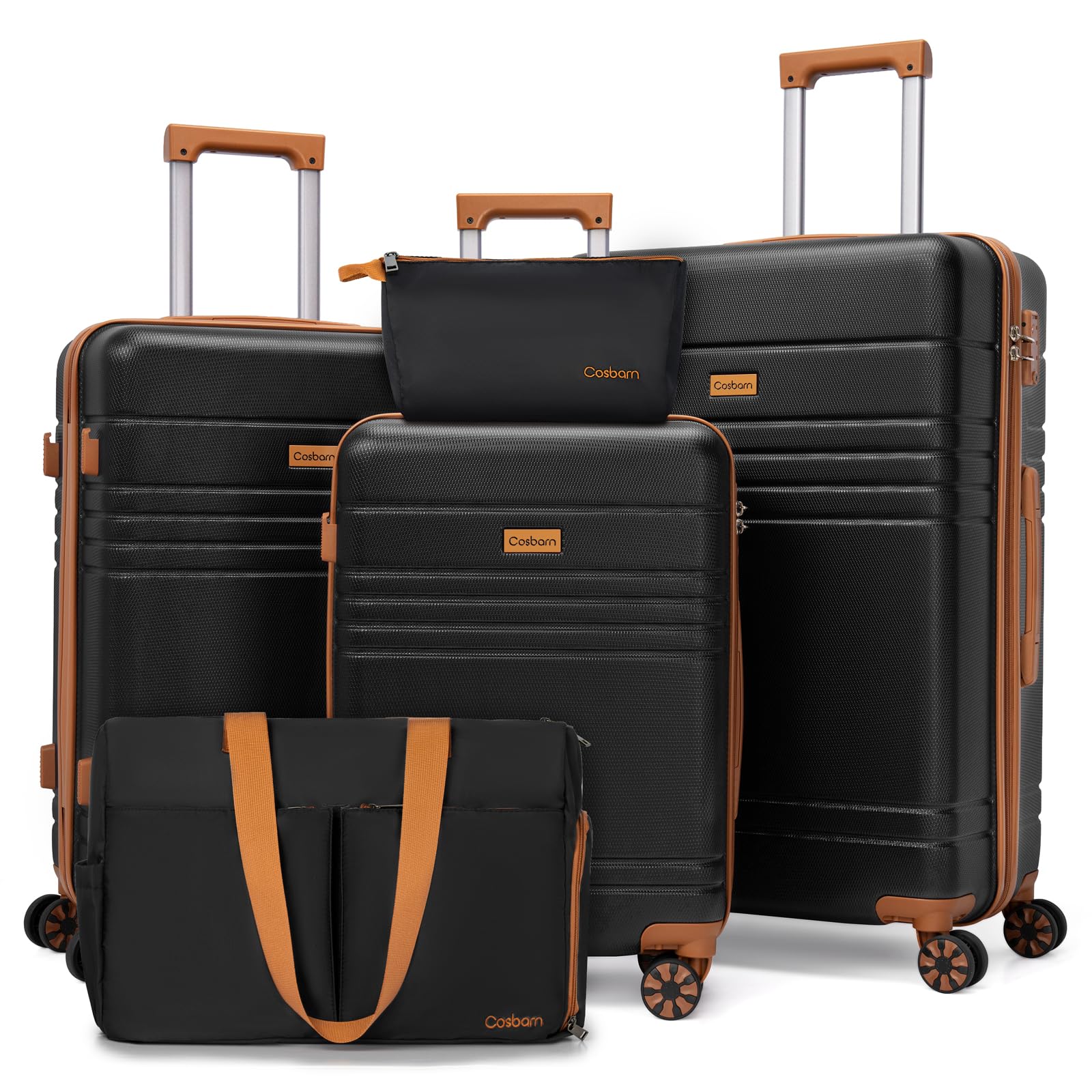 Juego de Equipaje de 5 Piezas con Ruedas, Juegos de Maletas duras de ABS con Cerradura TSA, Equipaje de Mano, Equipaje a Cuadros y Maleta Grande, Maleta de Viaje Ligera y Duradera para Hombres y