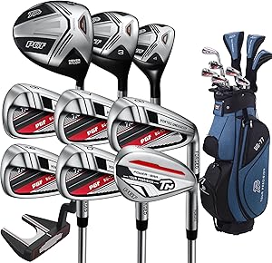 PGF Labs Gold TP BG-77 Complete Golf Club Package Set for Men & Women [14-Pieces] [Flex: Regular]