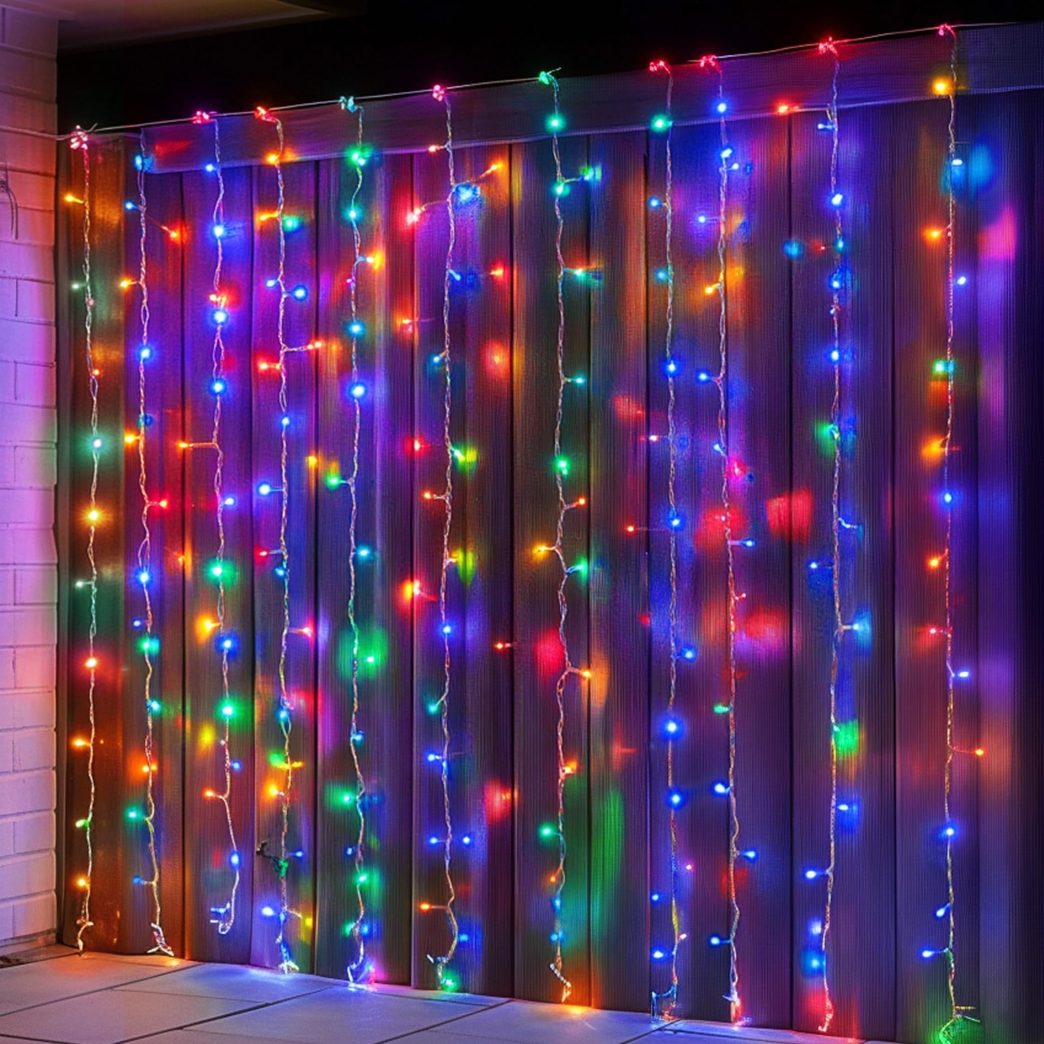 300 LED Curtain String Lights, Christmas Fairy Lights for Bedroom with 8 Lighting Modes, Connectable Waterproof Window Lights Party Wedding Garden Wall Decor, Multi-Colored