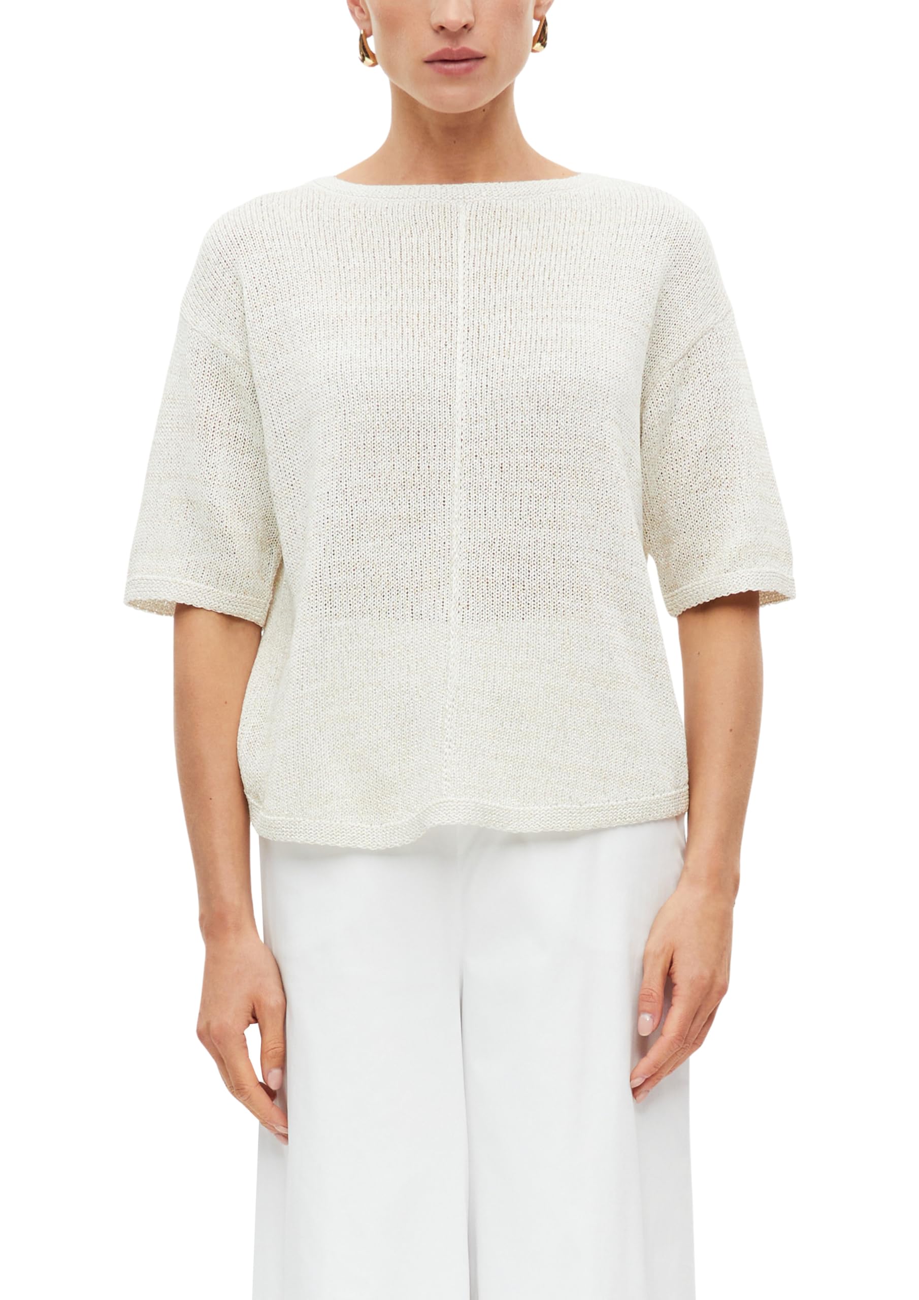 s.Oliver Women's 2180603 Pullover with Glitter Yarn (Pack of 1), White, M