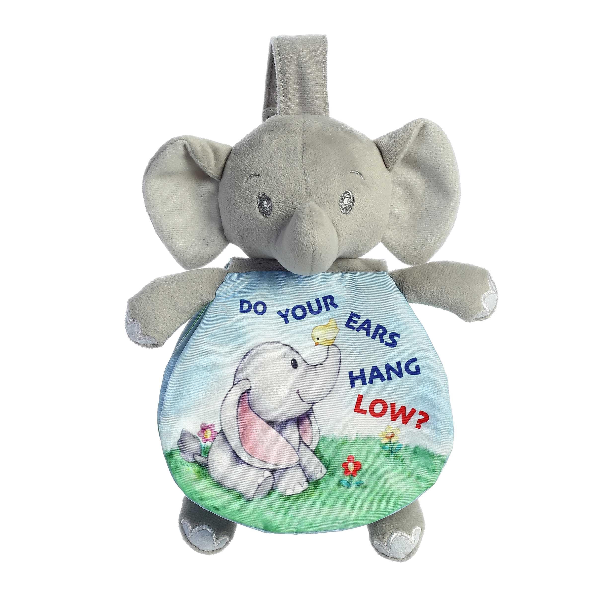 ebba Aurora® Engaging Story Pals™ Do Your Ears Hang Low Baby Stuffed Animal - Soft Book for Parents to Create a Bedtime Routine - Perfect for Nusery Decor, Cribs, and Strollers - Gray 9 Inches