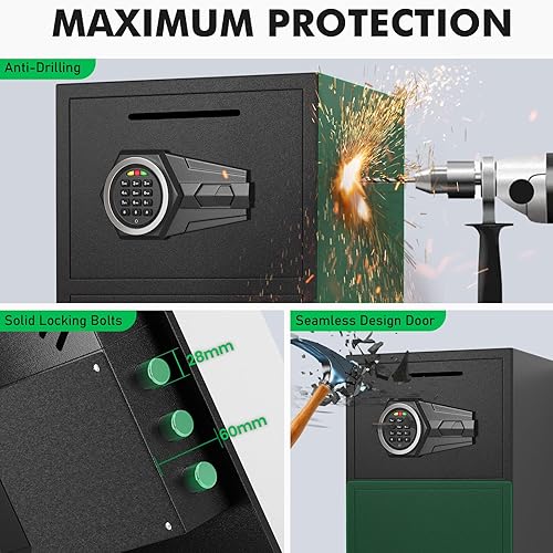 Miniatura 5 de kavey Caja fuerte grande de 6.5 pies cúbicos, impermeable, con luz LED, a prueba de fuego, segura para documentos del hogar, contraseña de huellas