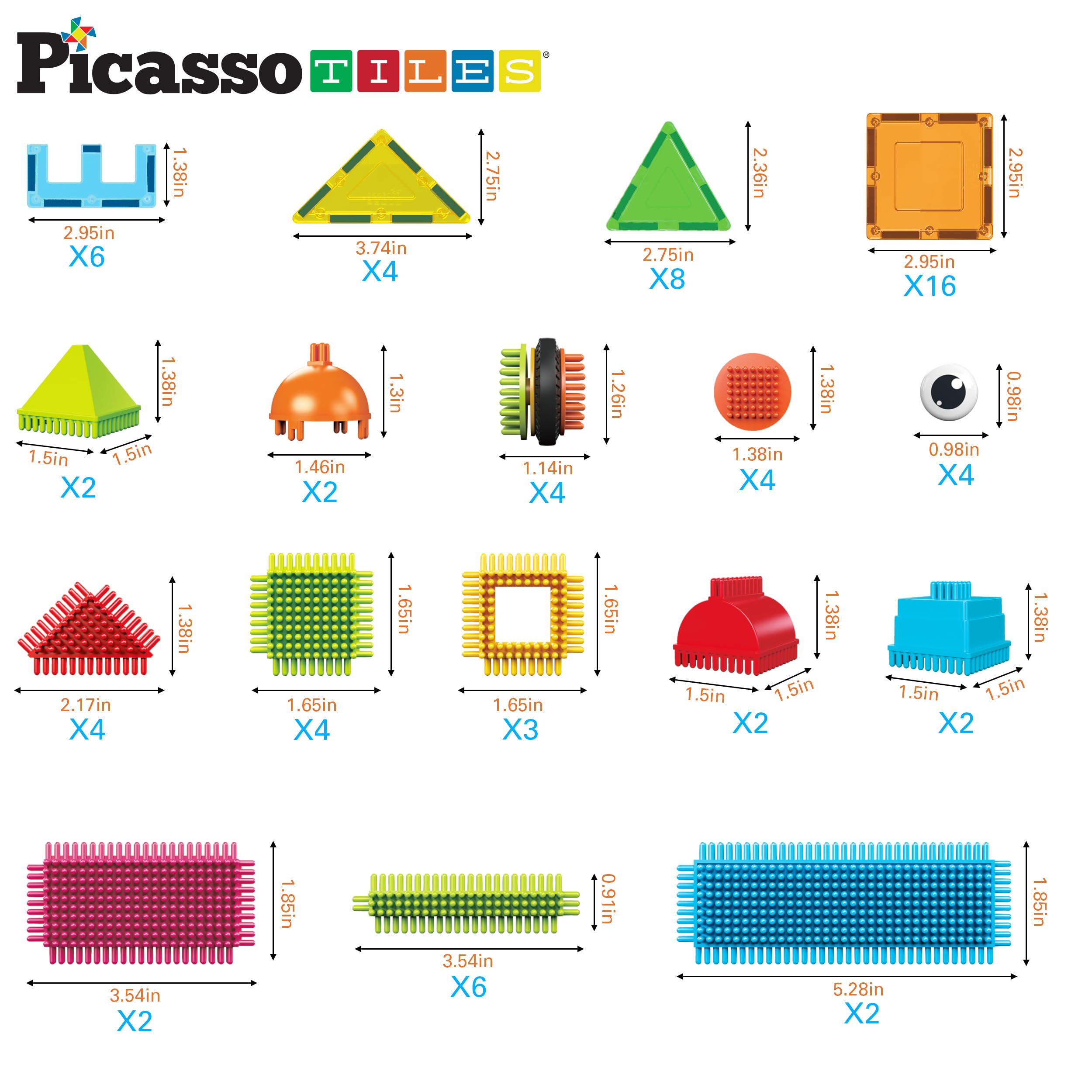 PicassoTiles Magnetic Tiles & Hedgehog 2 w 1 łączący pędzel do blokowania magnesów klocki konstrukcyjne zestaw do nauki zabawy STEM zabawki rozwojowe preschool education zabawka maluch wiek 3 Up PTE21