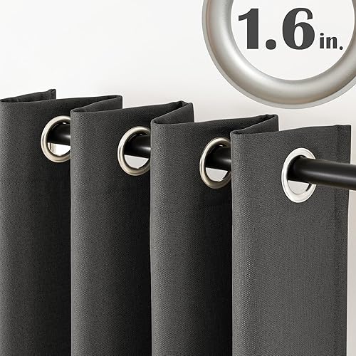Miniatura 2 de jinchan - Cortina oscurecedora con textura de lino, de 72pulgadas de largo, con aislamiento térmico y ojales, para sala de estar y dormitorio,
