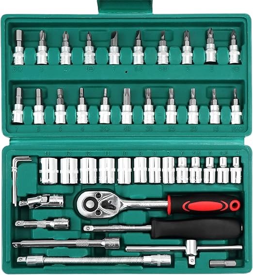WiMas 46PCS Socket Wrench Set, Flexible Socket Set, Drive Socket Wrench