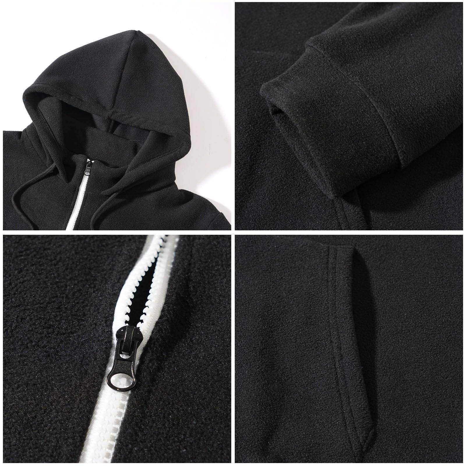 Ropa Anti UV Hombre Sudadera con Capucha Y Cremallera De Un para Hombre, Forro, Manga Larga, Estilo Oversize, Cálida, Bolsillo. Sudaderas Azul (Black, M) Chaqueta Deportiva Protección