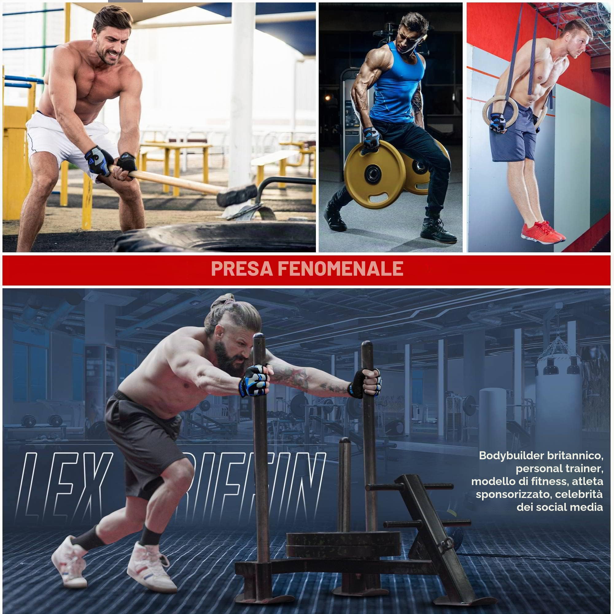 RDX Guanti Palestra Sollevamento Pesi Antiscivolo Imbottito Presa Protezione Elastico Traspirante Powerlifting Bodybuilding