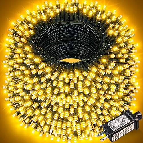 Miniatura 32 de Luces de Navidad, 100 pies, 300 LED, exterior o interior, enchufables, conectables, árbol de Navidad, 8 modos, impermeables, parpadeantes, jardín,