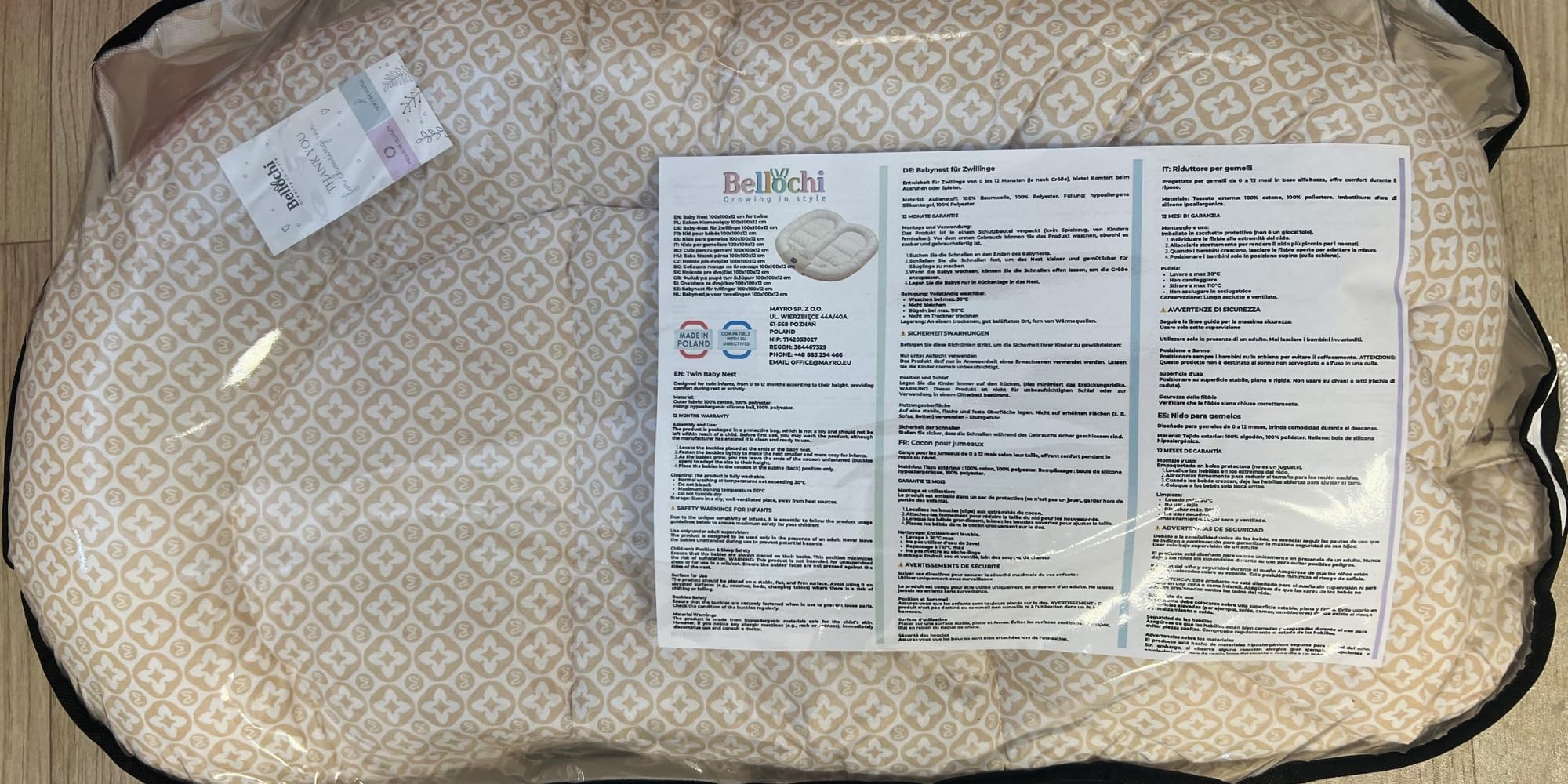 Bellochi - Nido doppio per neonati, a forma di cuore, realizzato a mano, per gemelli, in cotone ipoallergenico traspirante di alta qualità, con lettino doppio, tappetino da gioco e fasciatoio (Boho)